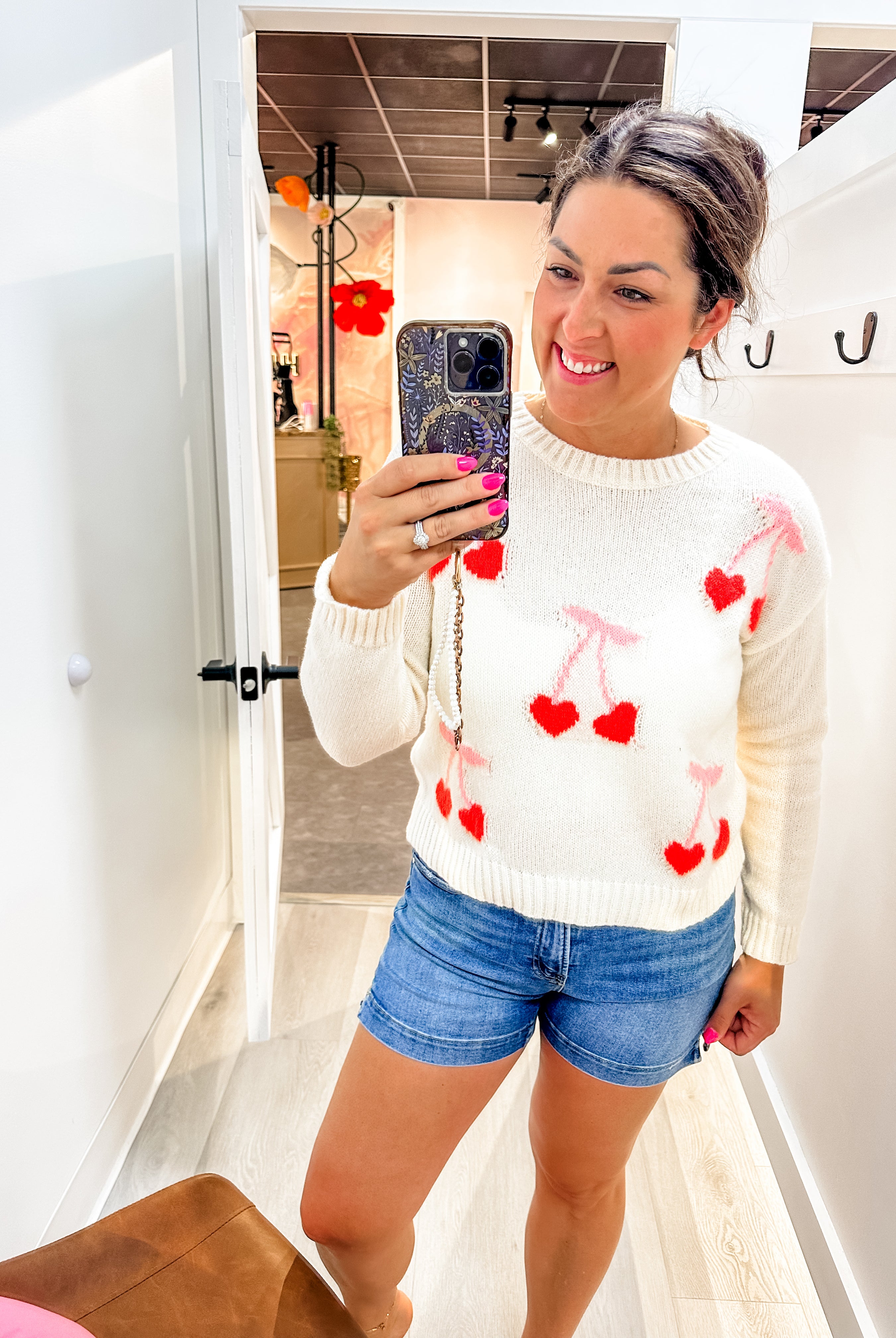 Cherry On Top Knit Sweater (S-XL)-140 Sweaters-So Me-Hello Friends Boutique-Woman's Fashion Boutique Located in Traverse City, MI