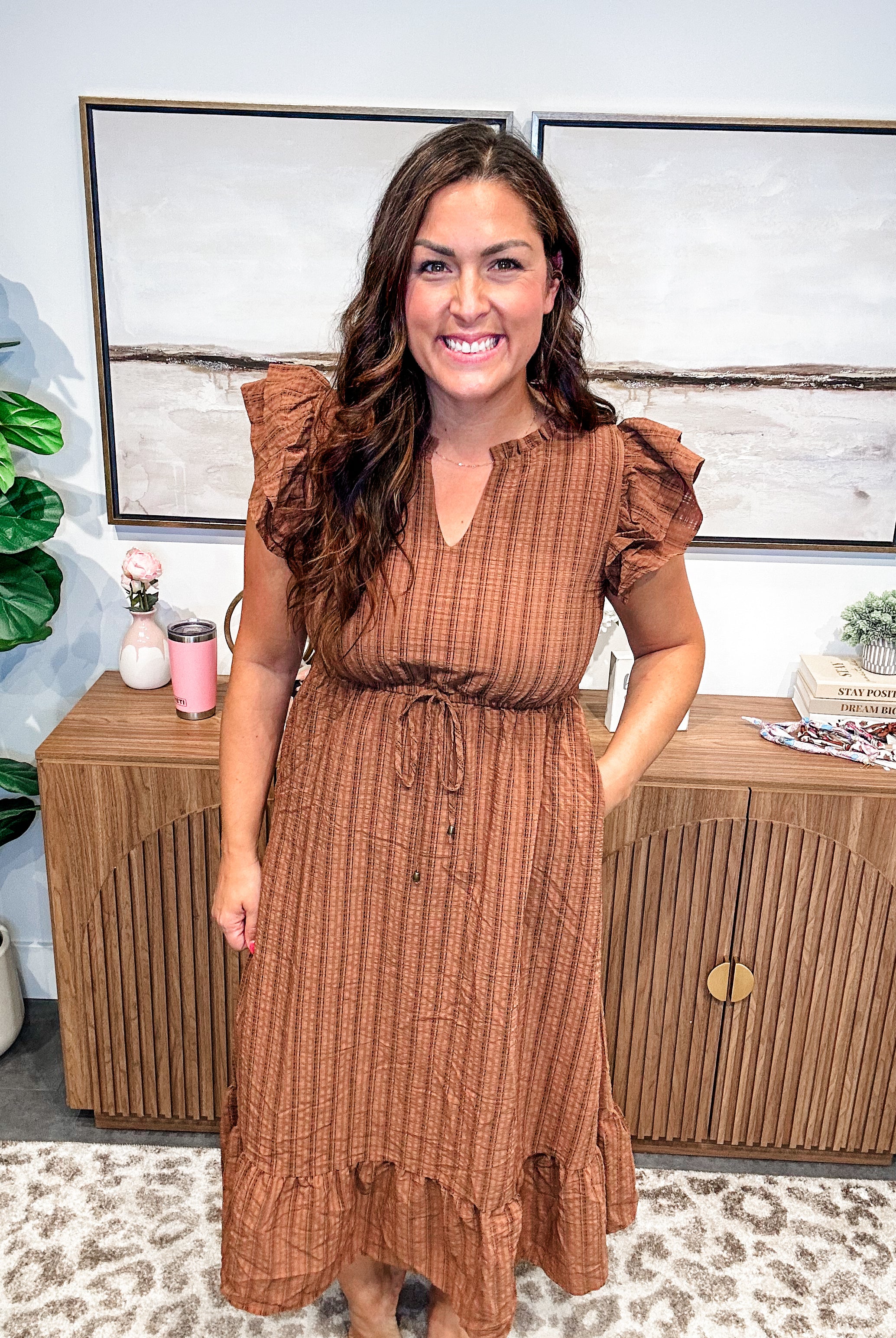Autumn Grace Ruffle Midi Dress (S-L)-180 Dresses-Fantastic Fawn-Hello Friends Boutique-Woman's Fashion Boutique Located in Traverse City, MI
