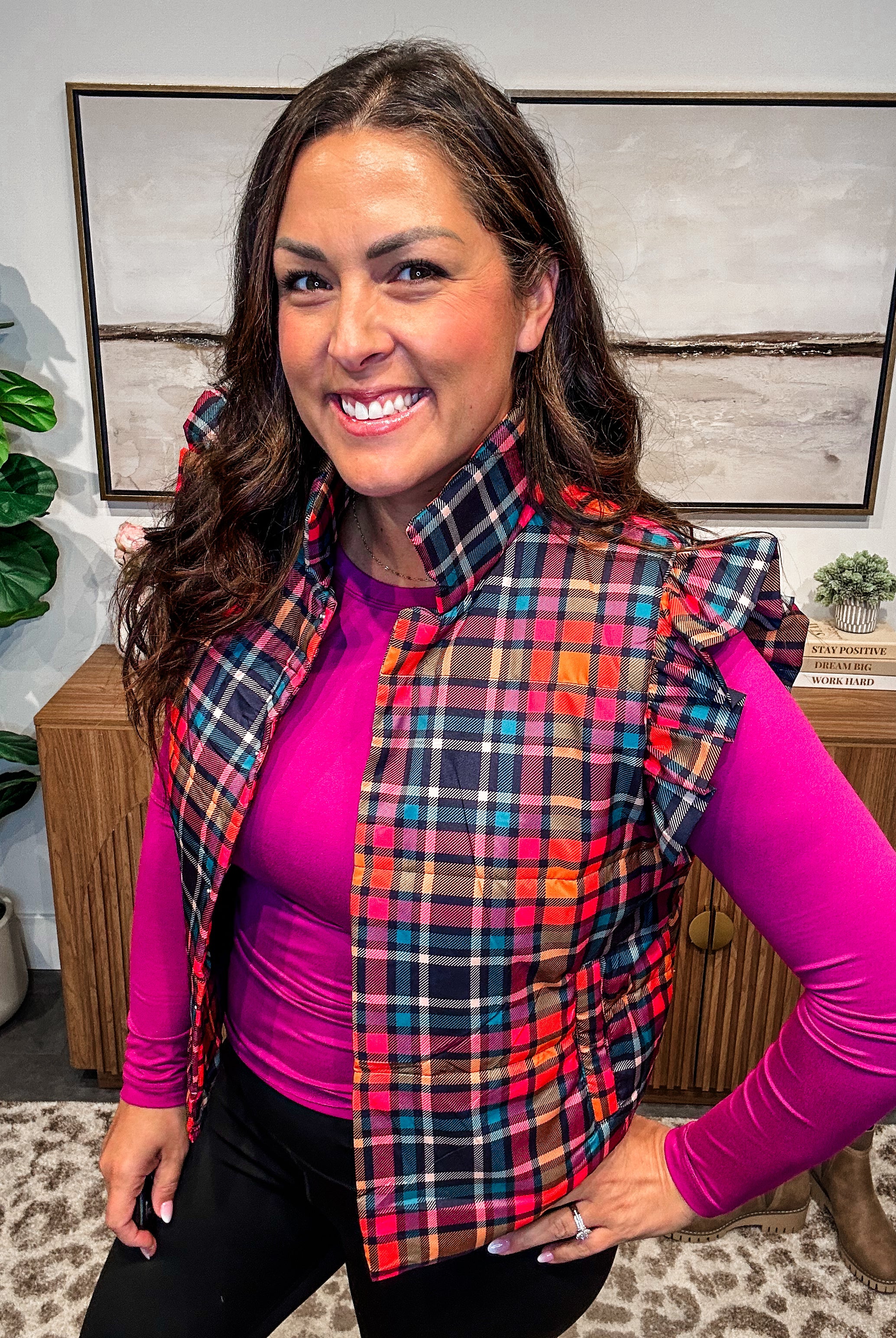 Patterned in Plaid Puffer Vest (S-2XL)-120 Sleeveless-Jess Lea Wholesale-Hello Friends Boutique-Woman's Fashion Boutique Located in Traverse City, MI