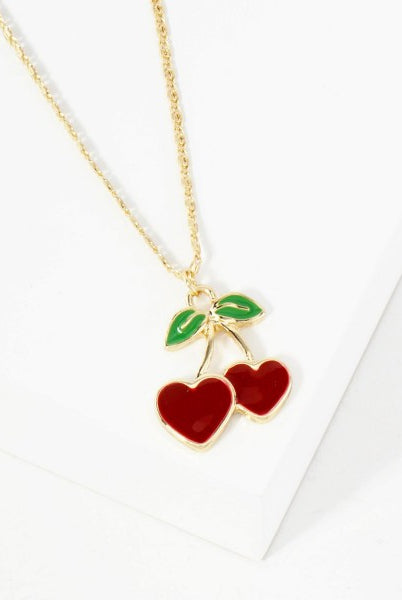 Sweetheart Cherry Charm Necklace-240 Jewelry-Judson-Hello Friends Boutique-Woman's Fashion Boutique Located in Traverse City, MI