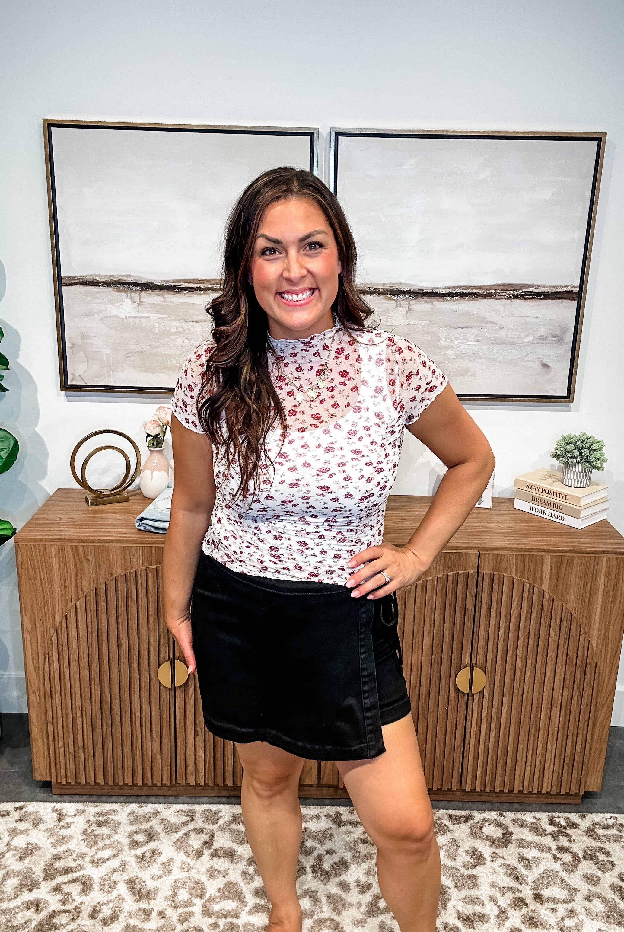 Whimsy Bloom Mesh Top (S-L)-100 Short Sleeve-KORI-Hello Friends Boutique-Woman's Fashion Boutique Located in Traverse City, MI