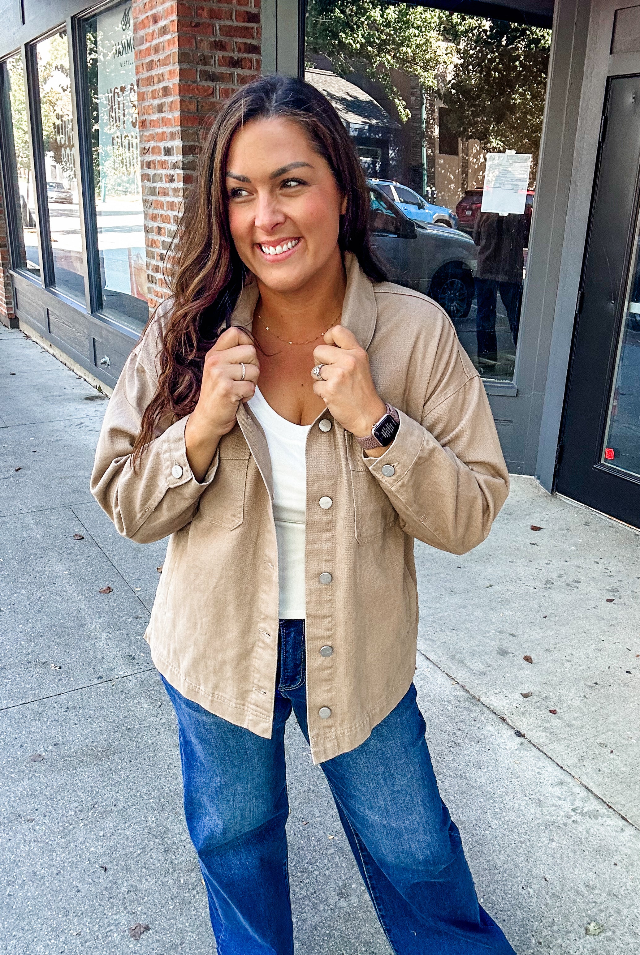 The Side Step Denim Jacket (S-XL)-170 Jackets-RISEN-Hello Friends Boutique-Woman's Fashion Boutique Located in Traverse City, MI