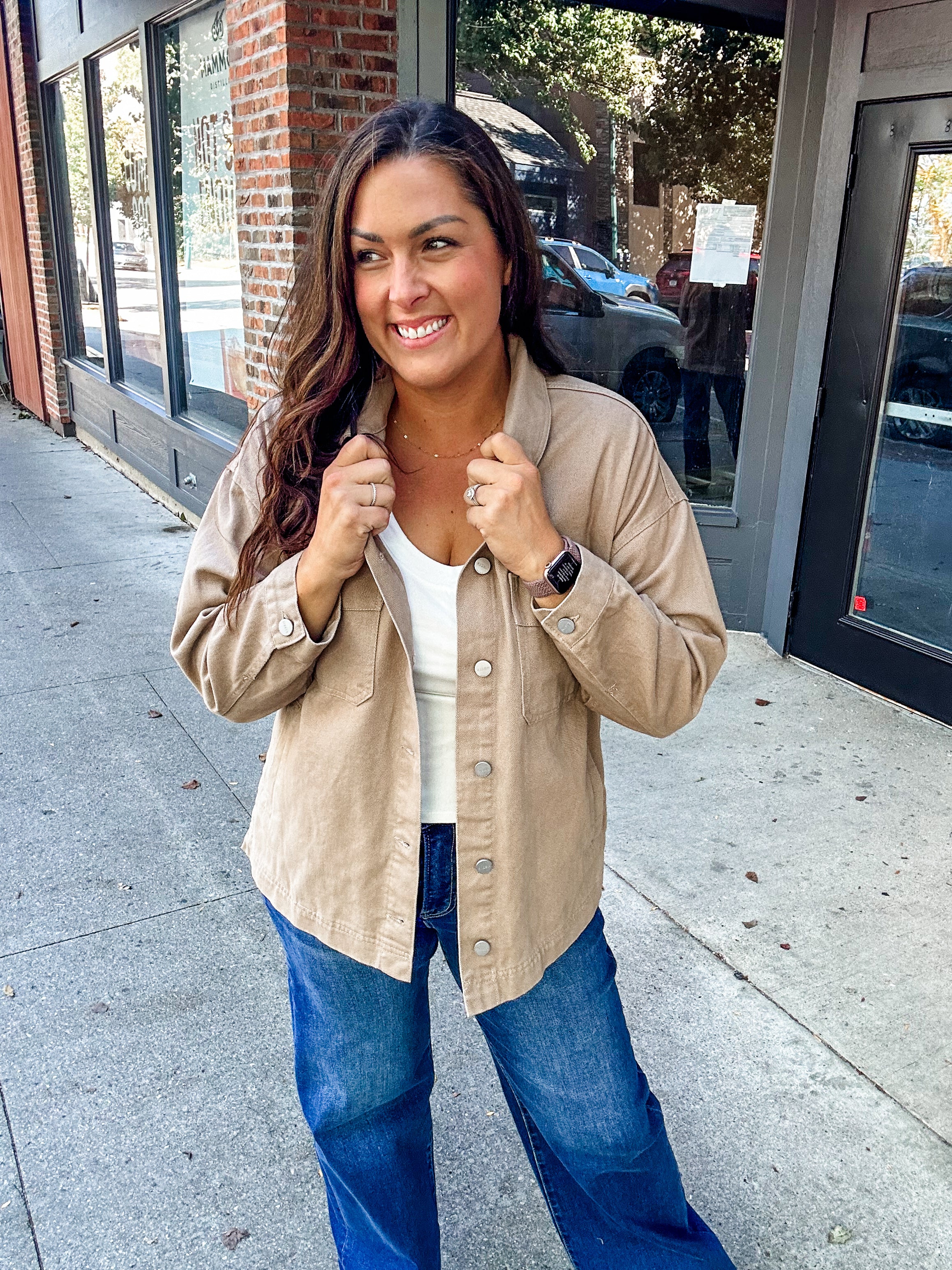 The Side Step Denim Jacket (S-XL)-170 Jackets-RISEN-Hello Friends Boutique-Woman's Fashion Boutique Located in Traverse City, MI