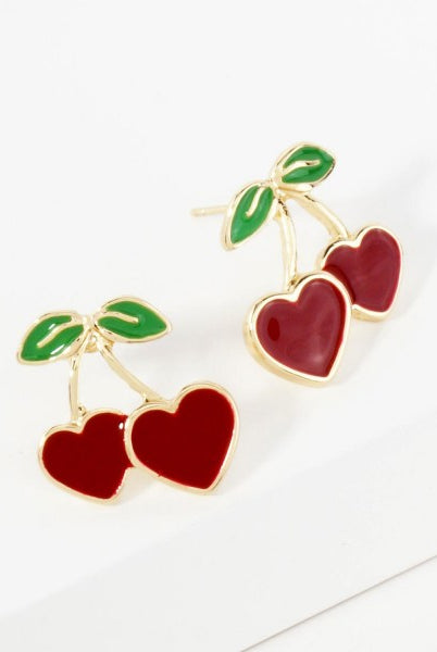 Cherry Kiss Enamel Drop Earrings-240 Jewelry-Judson-Hello Friends Boutique-Woman's Fashion Boutique Located in Traverse City, MI
