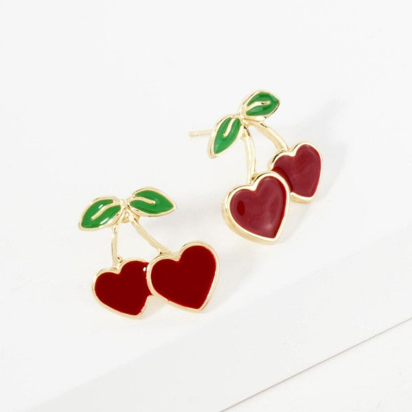 Cherry Kiss Enamel Drop Earrings-240 Jewelry-Judson-Hello Friends Boutique-Woman's Fashion Boutique Located in Traverse City, MI