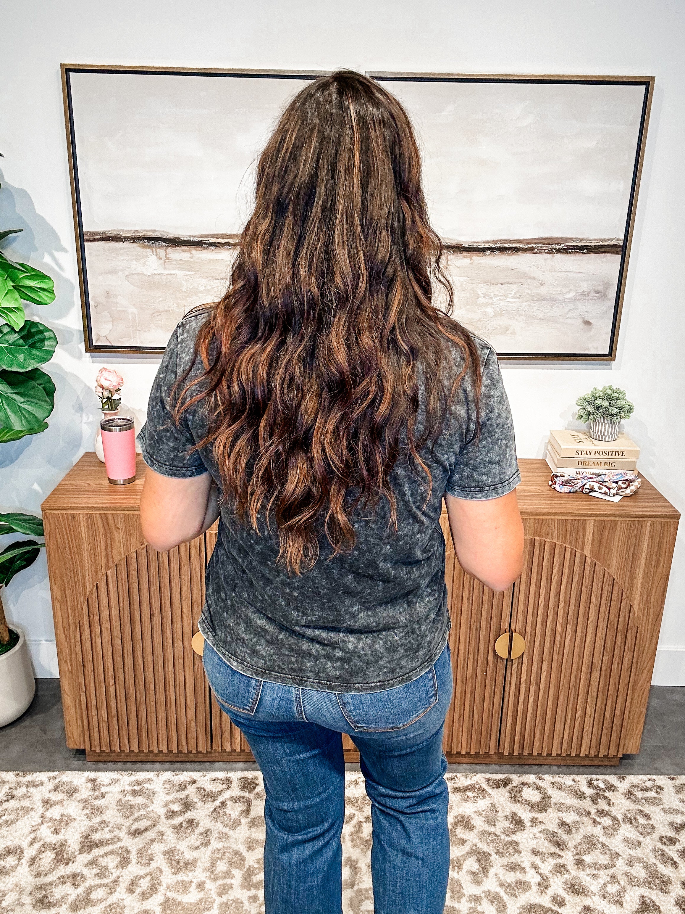 Thankful & Thriving Tee in Charcoal (S-1XL)-130 Graphic Tees-Merigold Kiss-Hello Friends Boutique-Woman's Fashion Boutique Located in Traverse City, MI