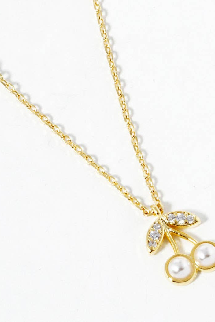 Gold-Dipped Cherry Charm Necklace-240 Jewelry-Fashion City-Hello Friends Boutique-Woman's Fashion Boutique Located in Traverse City, MI
