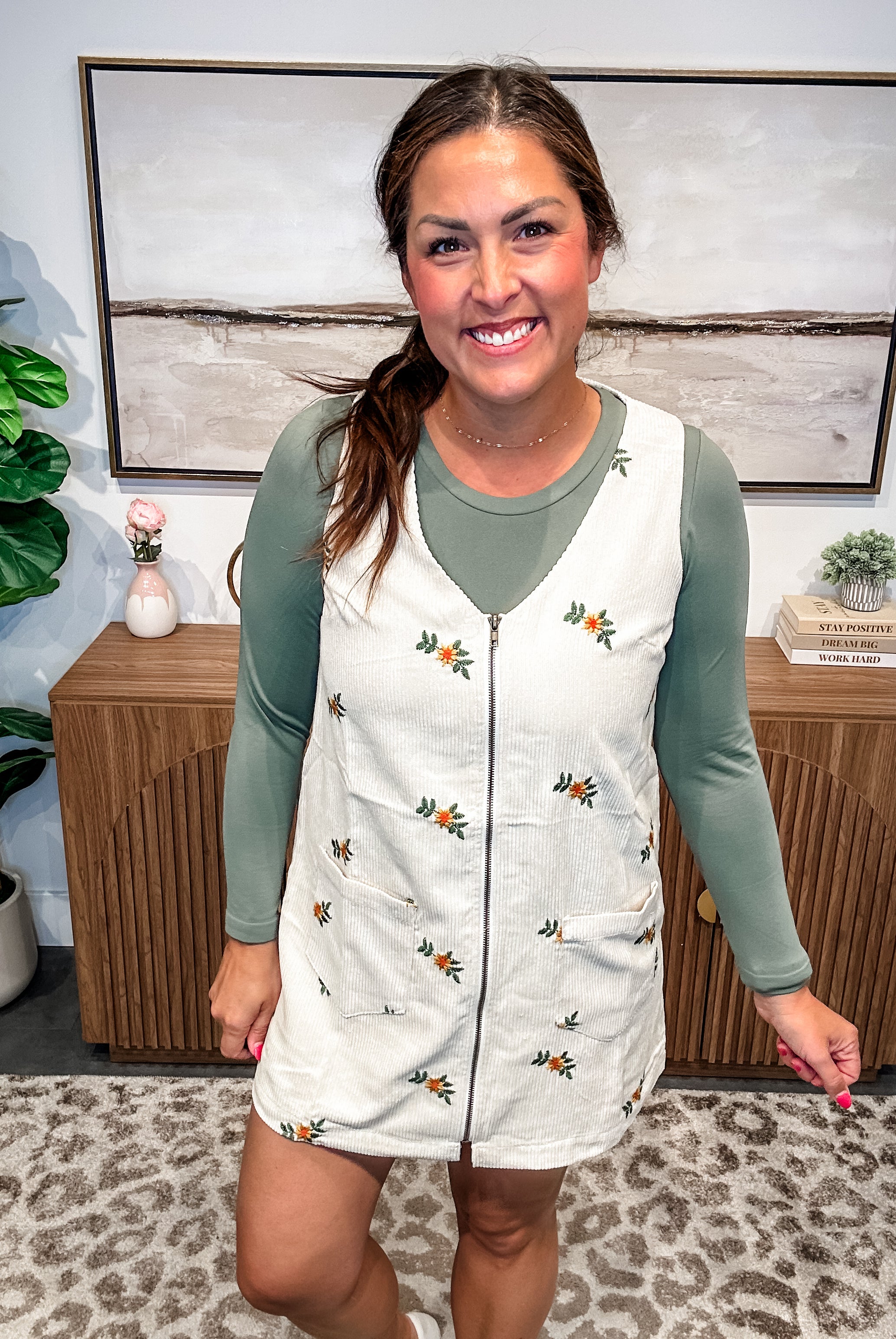 Velvet Bloom Corduroy Dress (S-L)-180 Dresses-Fantastic Fawn-Hello Friends Boutique-Woman's Fashion Boutique Located in Traverse City, MI