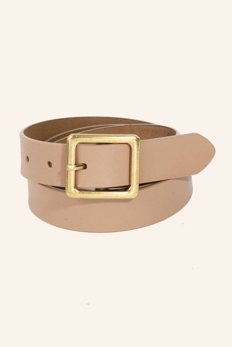 Genuine Leather Square Buckle Belt-280 Other Accessories-Anarchy Street-Hello Friends Boutique-Woman's Fashion Boutique Located in Traverse City, MI