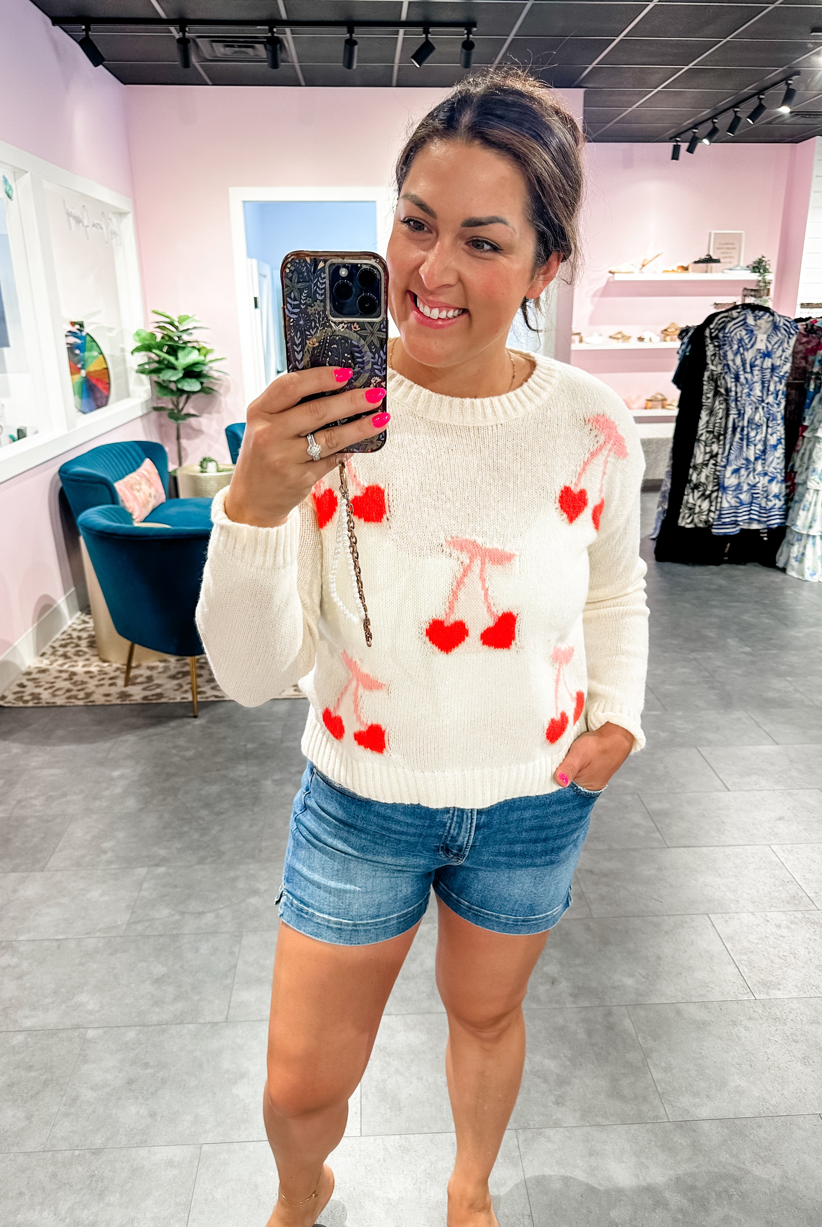 Cherry On Top Knit Sweater (S-XL)-140 Sweaters-So Me-Hello Friends Boutique-Woman's Fashion Boutique Located in Traverse City, MI