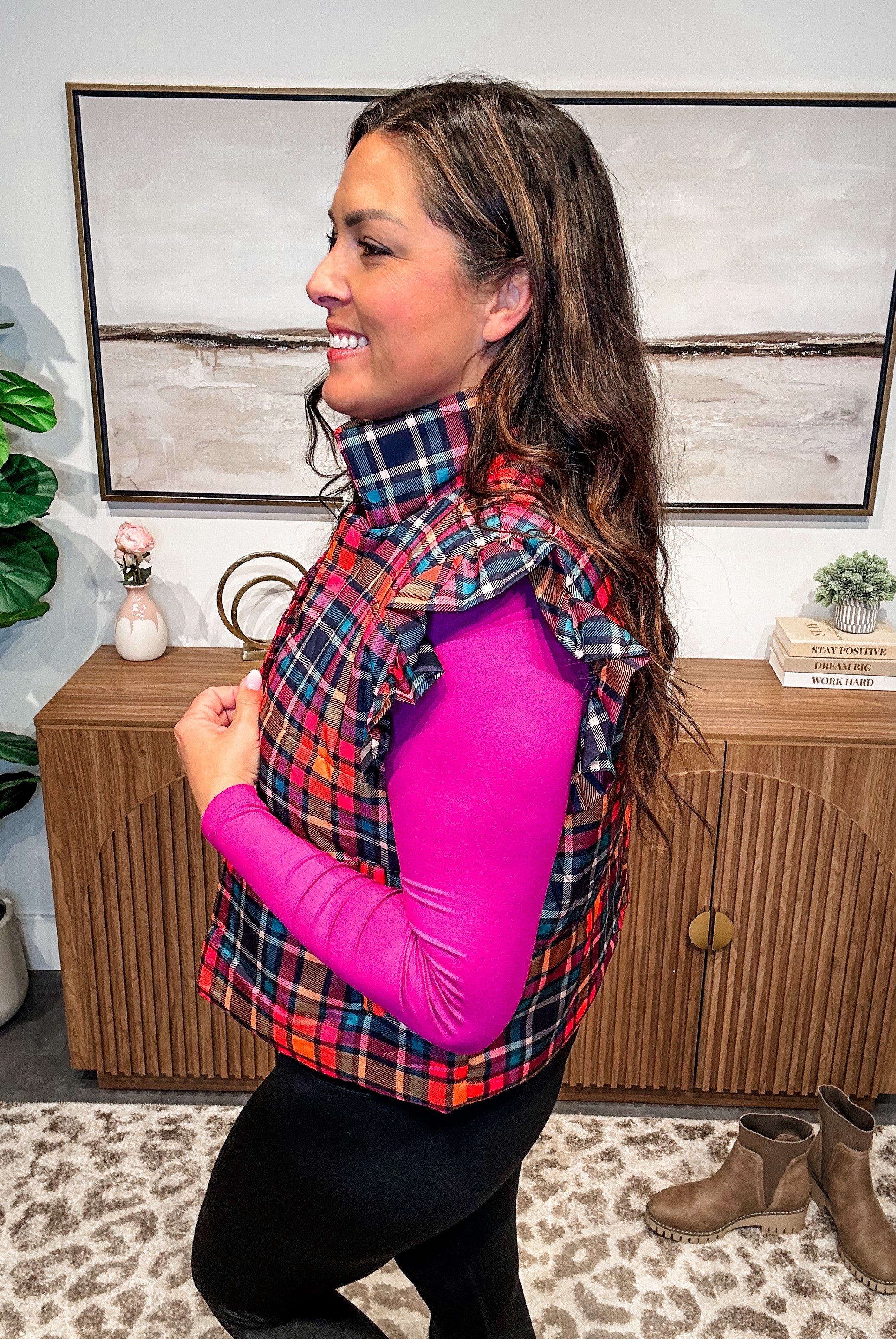 Patterned in Plaid Puffer Vest (S-2XL)-120 Sleeveless-Jess Lea Wholesale-Hello Friends Boutique-Woman's Fashion Boutique Located in Traverse City, MI