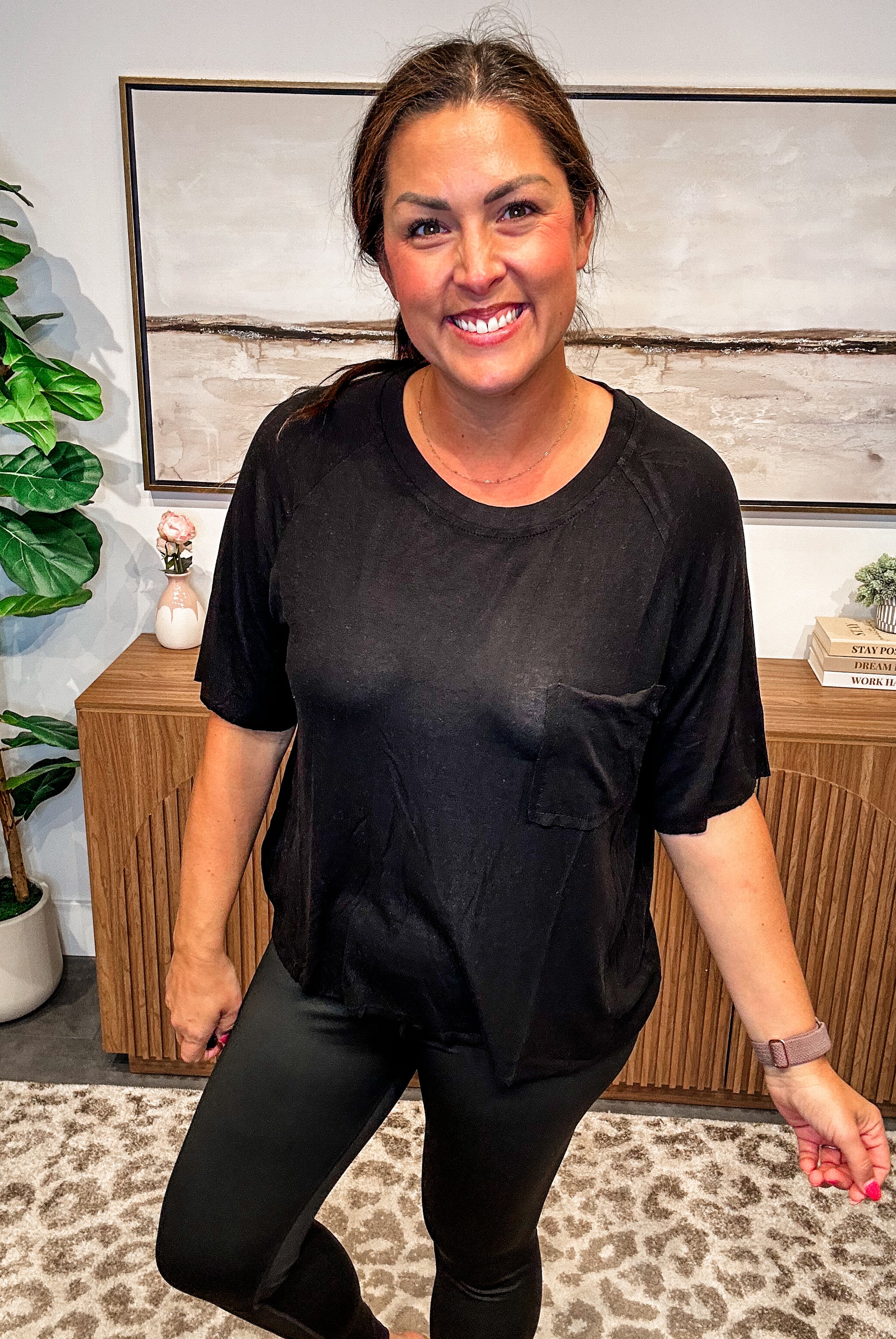 Stonewashed Serenity Tee in Black (S-L)-100 Short Sleeve-POL-Hello Friends Boutique-Woman's Fashion Boutique Located in Traverse City, MI