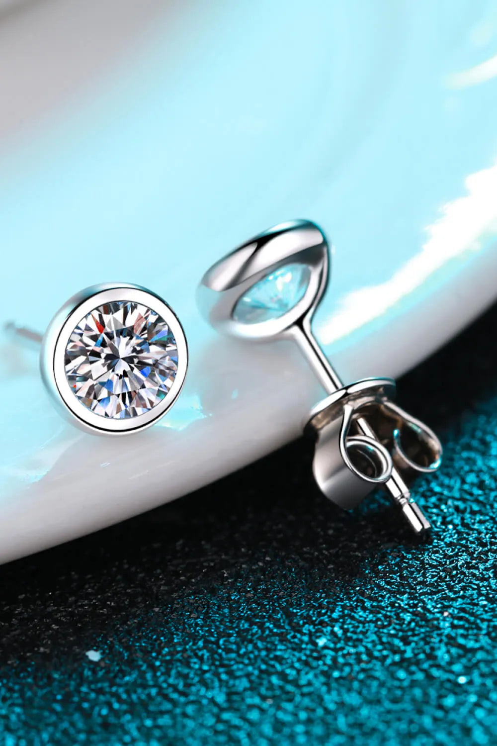 Moissanite Round-Shaped Stud Earrings-240 Jewelry-Trendsi-Hello Friends Boutique-Woman's Fashion Boutique Located in Traverse City, MI