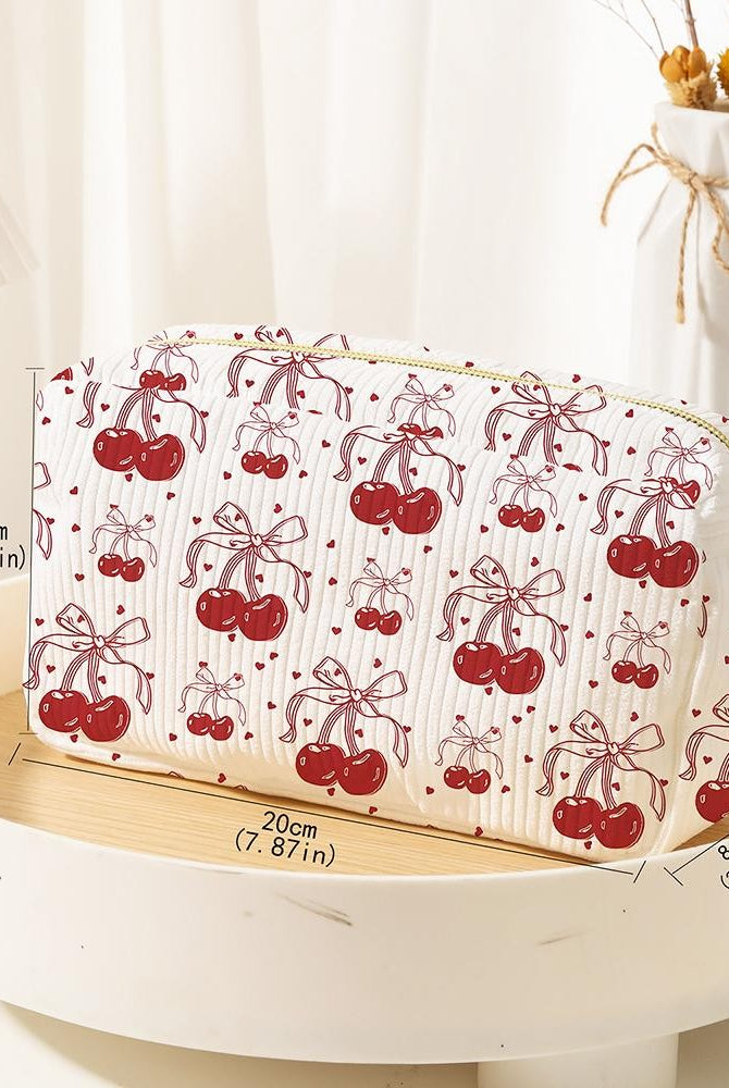 Cherry Bows Corduroy Make Up Pouch-260 Bags-Judson-Hello Friends Boutique-Woman's Fashion Boutique Located in Traverse City, MI