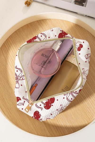 Cherry Bows Corduroy Make Up Pouch-260 Bags-Judson-Hello Friends Boutique-Woman's Fashion Boutique Located in Traverse City, MI