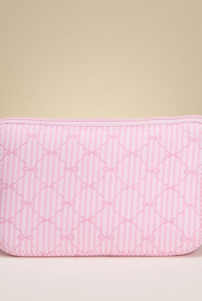 Stripes & Bows Neoprene Pouch-260 Bags-Judson-Hello Friends Boutique-Woman's Fashion Boutique Located in Traverse City, MI
