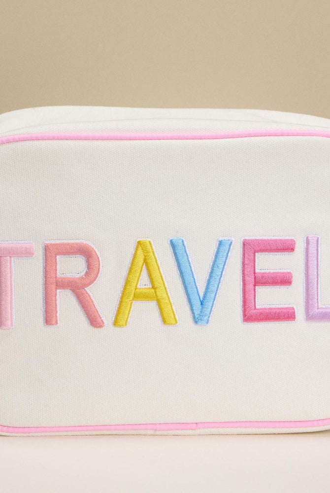 Canvas Embroidered "TRAVEL" Pouch-260 Bags-Judson-Hello Friends Boutique-Woman's Fashion Boutique Located in Traverse City, MI