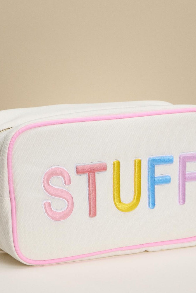 "STUFF" Embroidered Canvas Pouch-260 Bags-Judson-Hello Friends Boutique-Woman's Fashion Boutique Located in Traverse City, MI