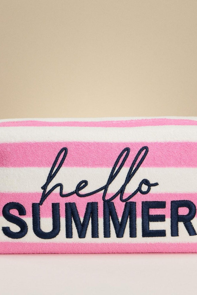 Hello Summer Embroidered Stripe Pouch-260 Bags-Judson-Hello Friends Boutique-Woman's Fashion Boutique Located in Traverse City, MI