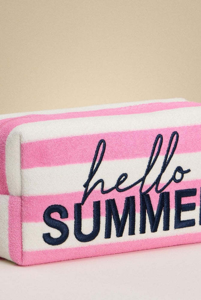 Hello Summer Embroidered Stripe Pouch-260 Bags-Judson-Hello Friends Boutique-Woman's Fashion Boutique Located in Traverse City, MI