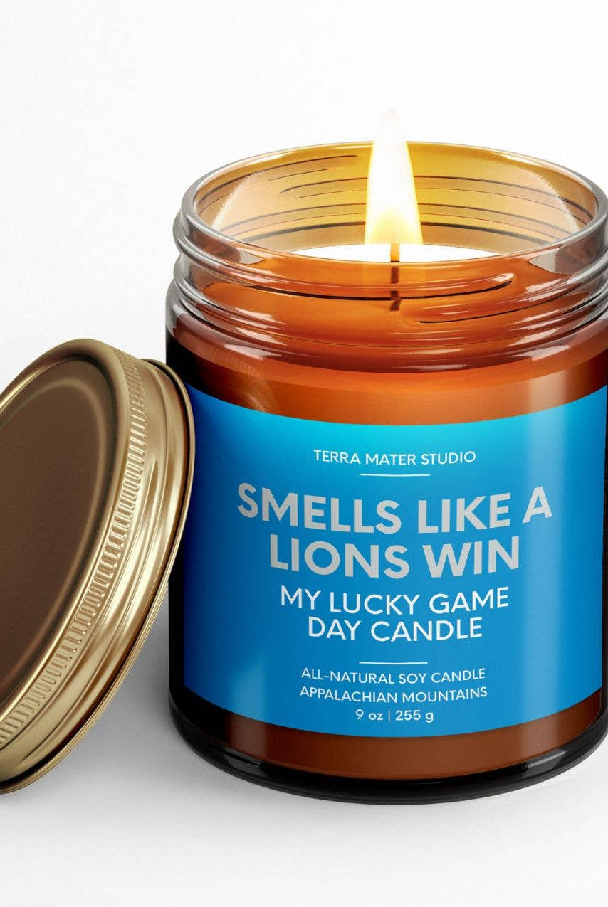 Lions Win Lucky Game Day Candle-300 Treats/Gift-Terra Mater Studio LLC-Hello Friends Boutique-Woman's Fashion Boutique Located in Traverse City, MI