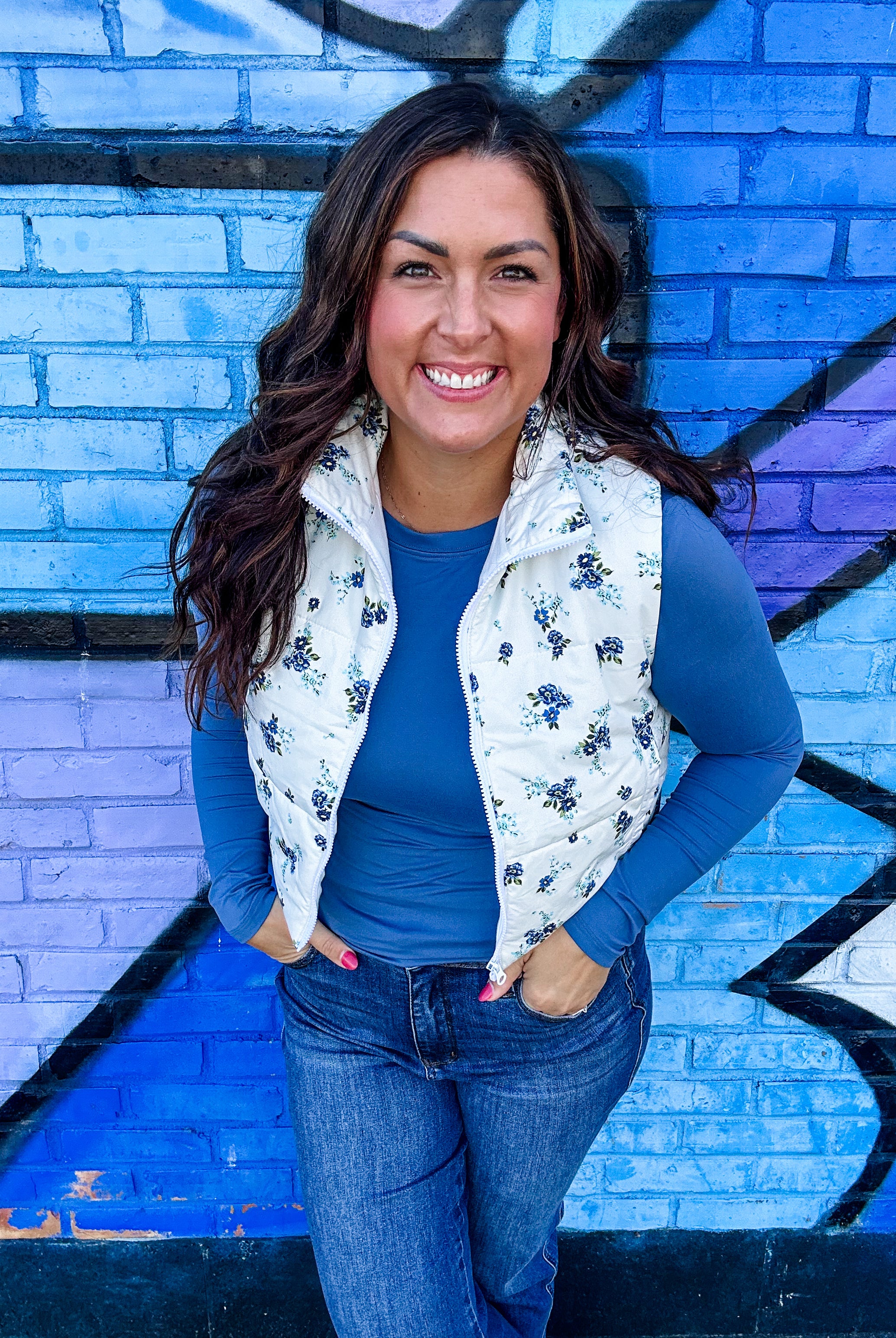 Floral Breeze Zip-Up Vest (S-XL)-120 Sleeveless-White Birch-Hello Friends Boutique-Woman's Fashion Boutique Located in Traverse City, MI