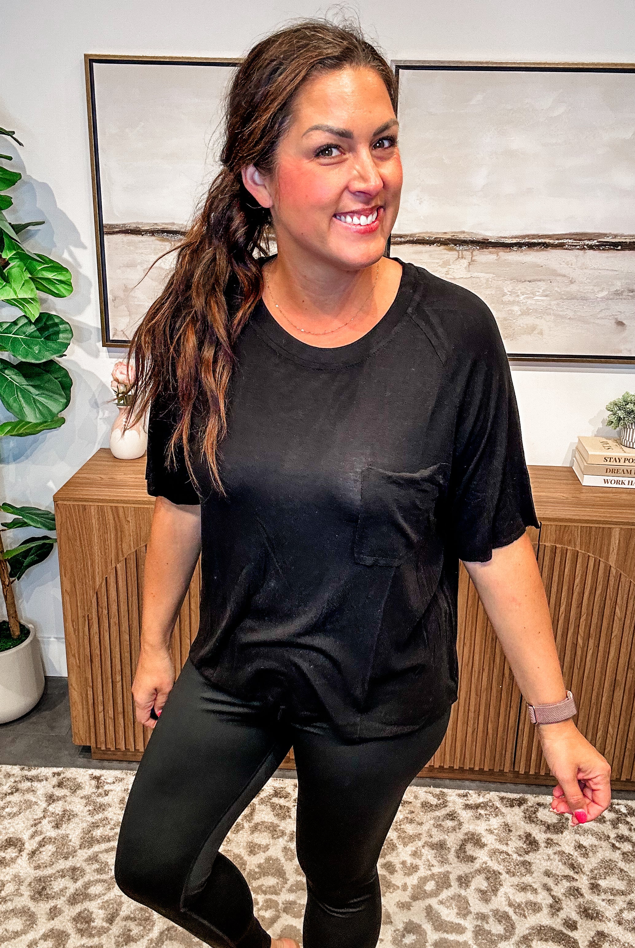 Stonewashed Serenity Tee in Black (S-L)-100 Short Sleeve-POL-Hello Friends Boutique-Woman's Fashion Boutique Located in Traverse City, MI
