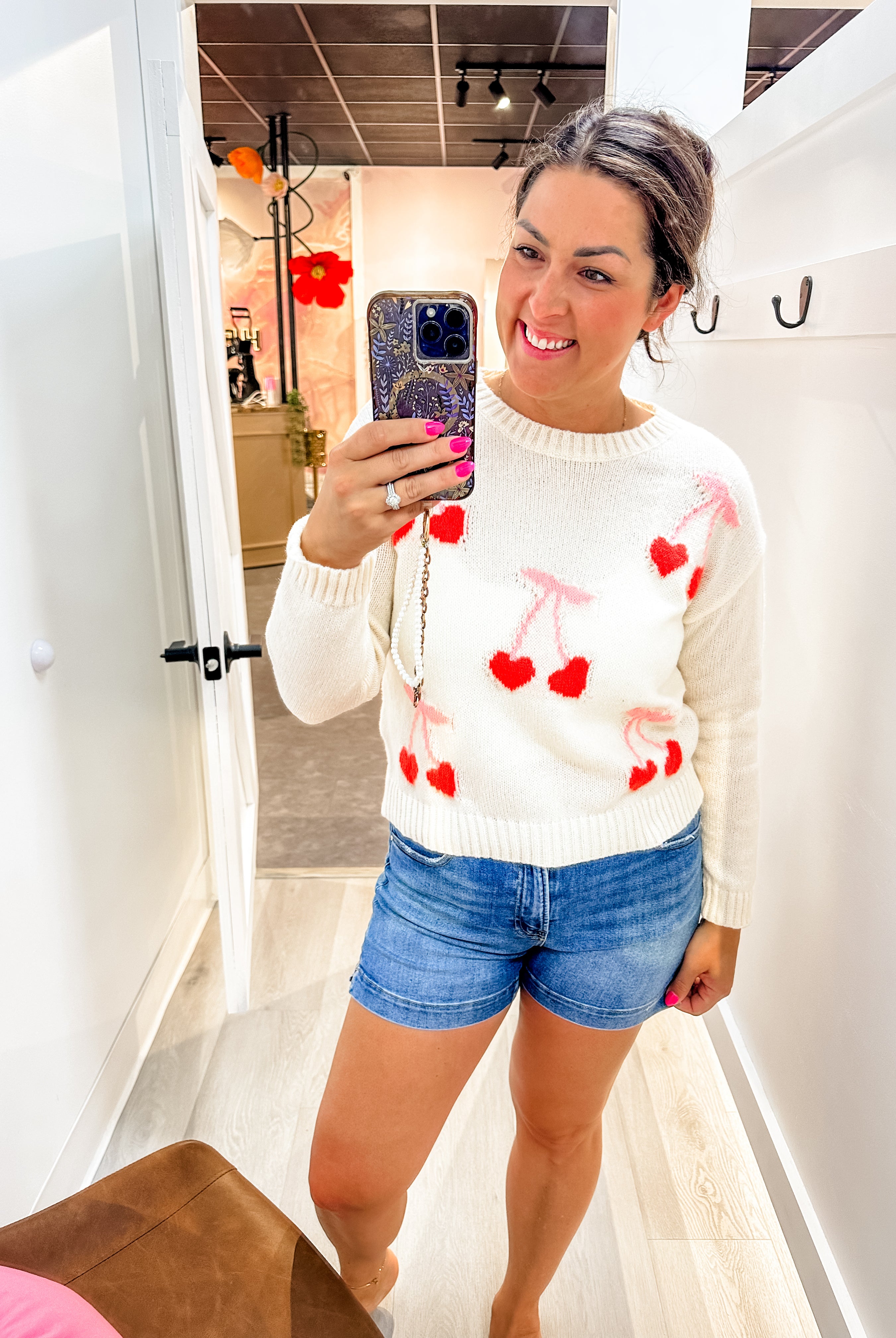 Cherry On Top Knit Sweater (S-XL)-140 Sweaters-So Me-Hello Friends Boutique-Woman's Fashion Boutique Located in Traverse City, MI