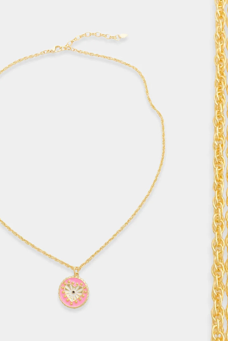 Reversible Enamel Heart Necklace-240 Jewelry-omgblings-Hello Friends Boutique-Woman's Fashion Boutique Located in Traverse City, MI