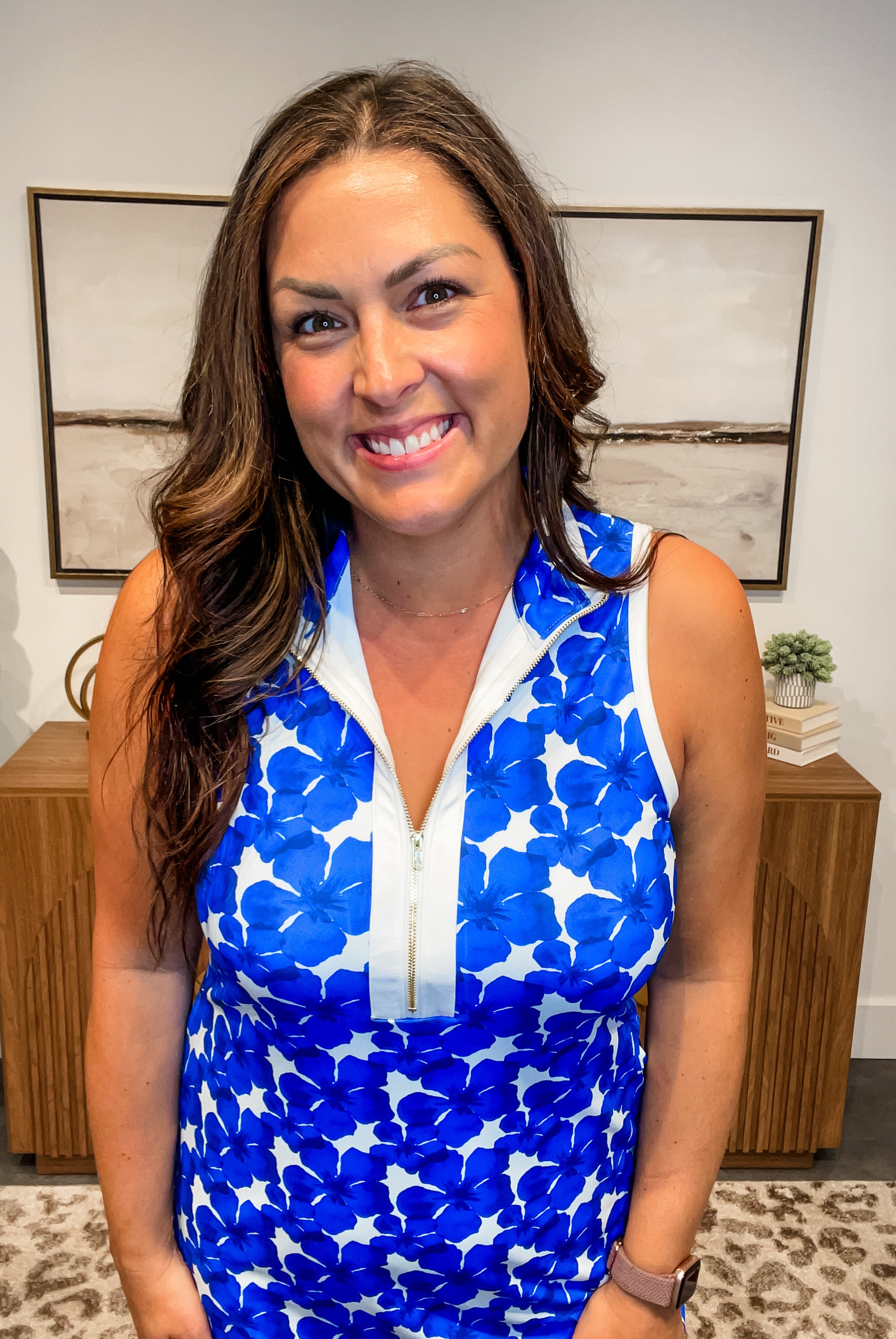 Everyday Zipper Dress in Blue Floral (S-3XL)-180 Dresses-Jess Lea Wholesale-Hello Friends Boutique-Woman's Fashion Boutique Located in Traverse City, MI