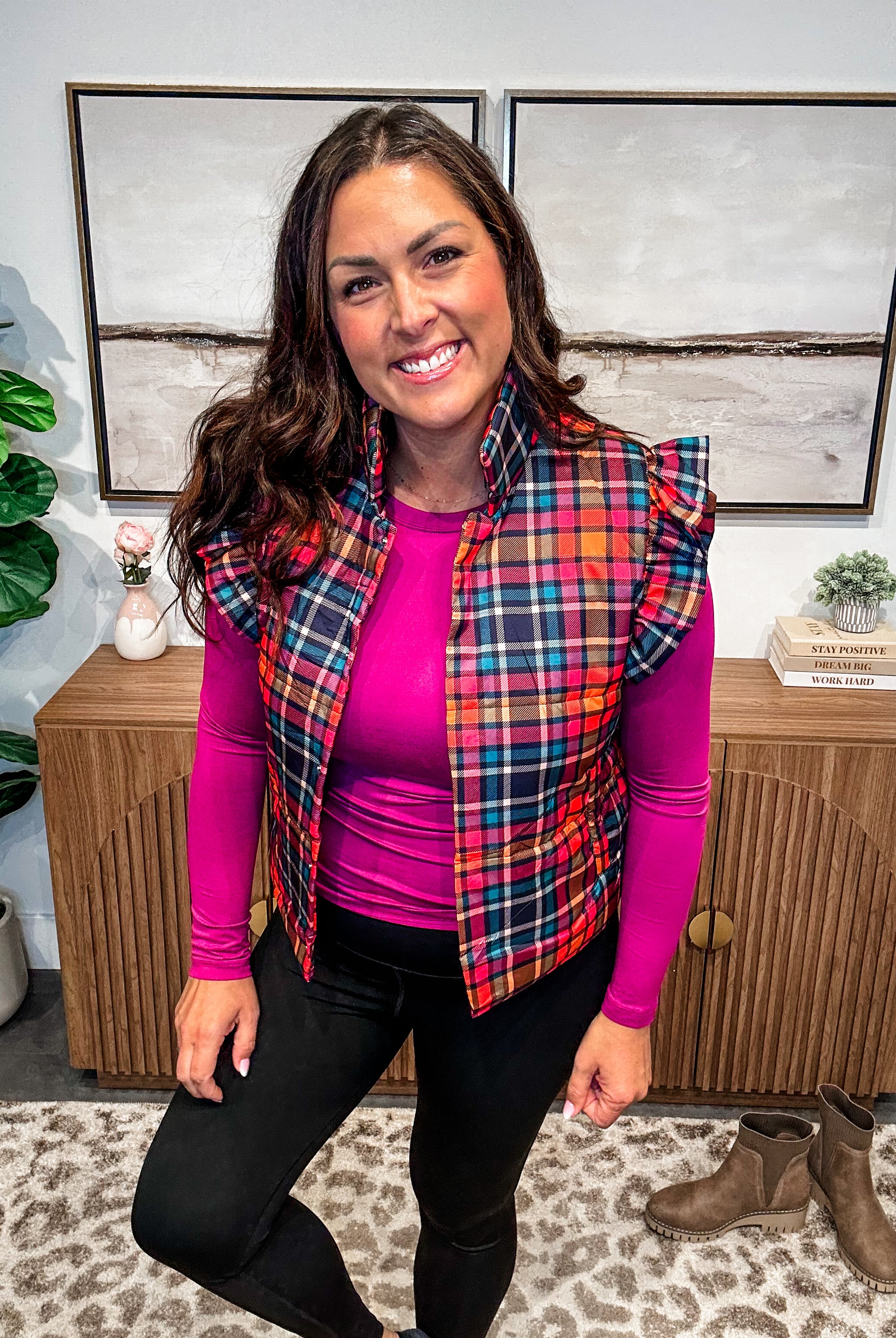 Patterned in Plaid Puffer Vest (S-2XL)-120 Sleeveless-Jess Lea Wholesale-Hello Friends Boutique-Woman's Fashion Boutique Located in Traverse City, MI