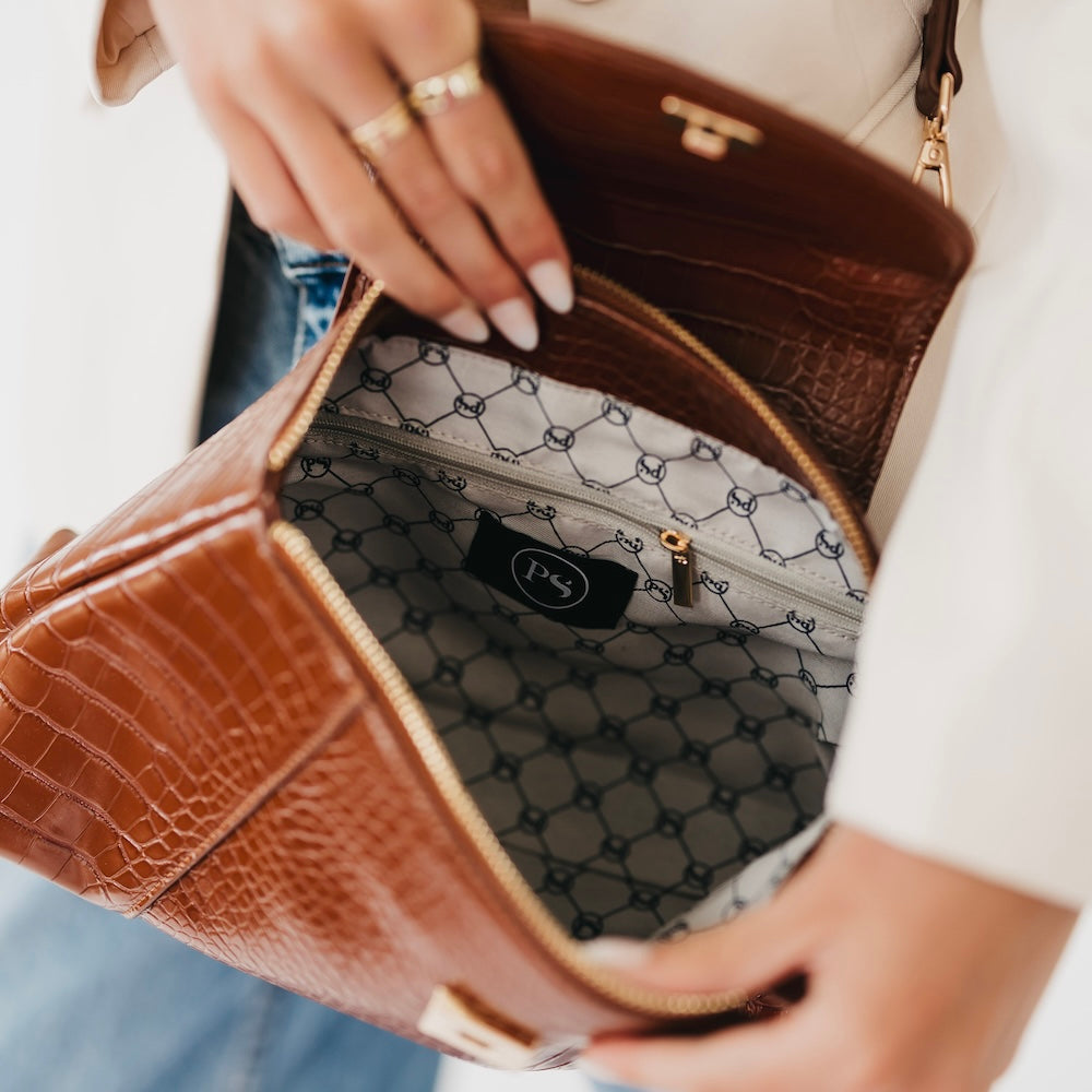 Elena Croc Embossed Crossbody-Crossbody Bag-Pretty Simple