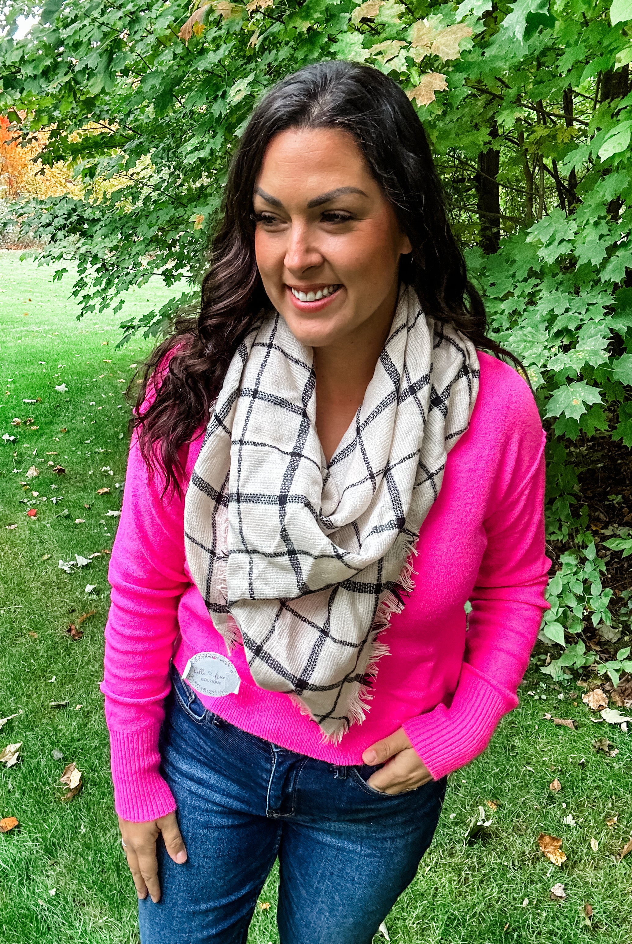 Black and Cream Scarf-280 Other Accessories-hello-friends-boutique-Hello Friends Boutique-Woman's Fashion Boutique Located in Traverse City, MI