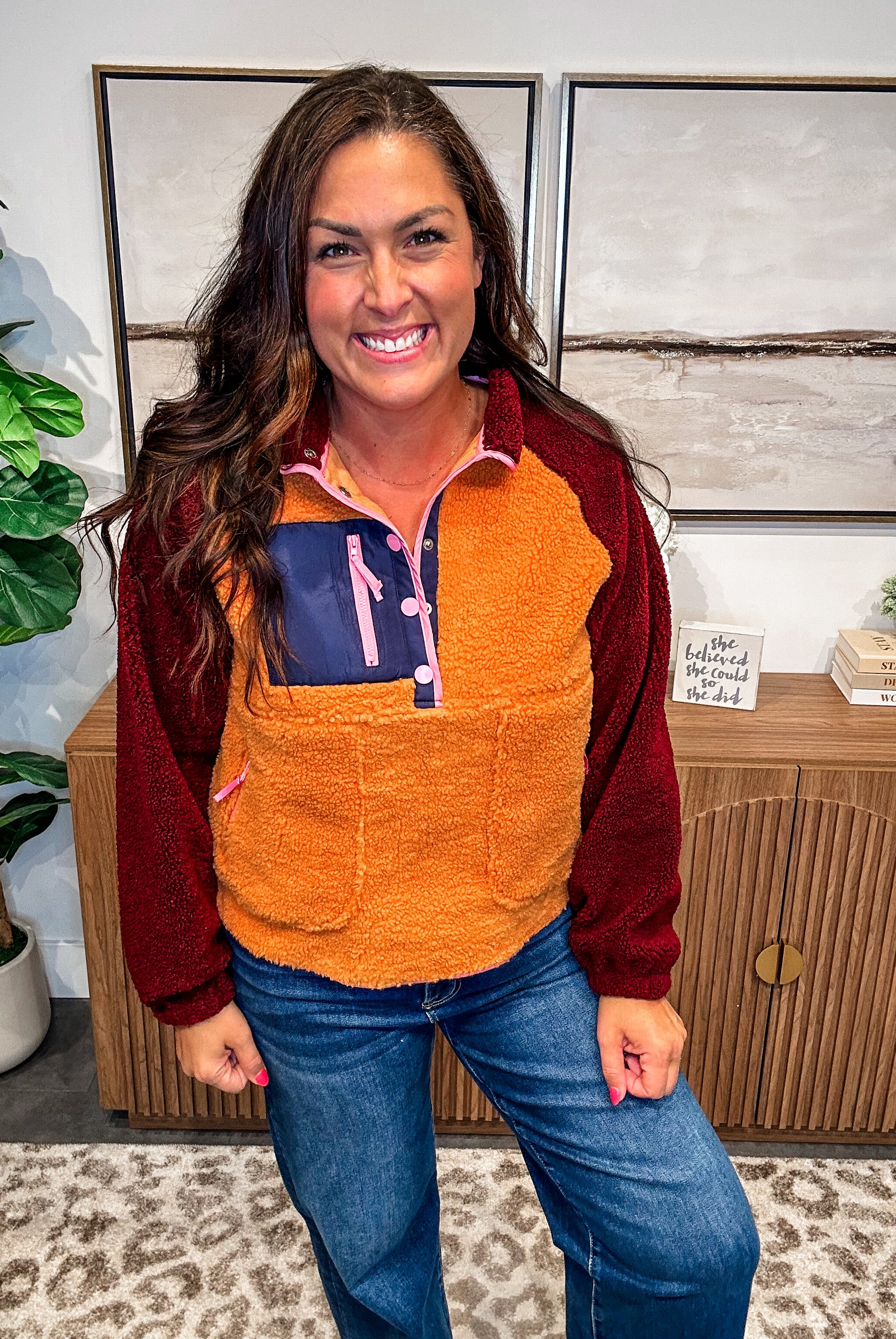 Weekend Wanderer Pullover in Winery (S-XL)-140 Sweaters-LovLov-Hello Friends Boutique-Woman's Fashion Boutique Located in Traverse City, MI