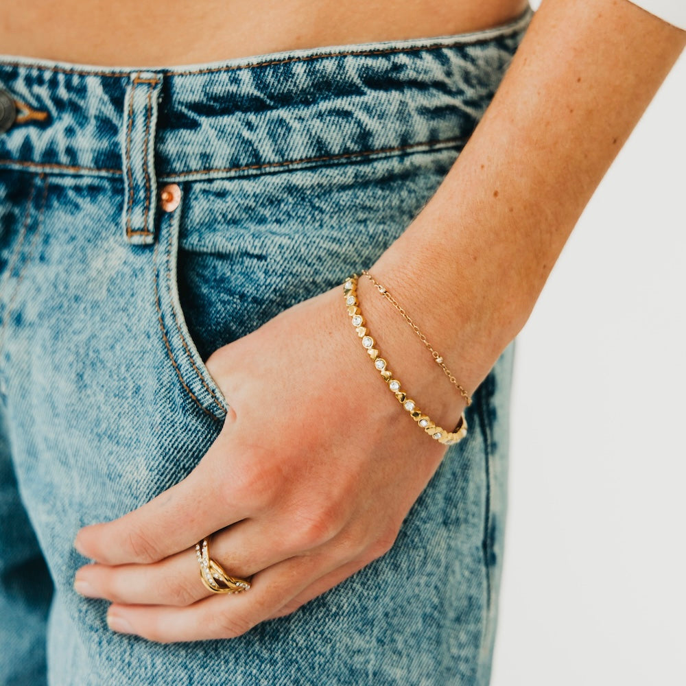 Hearts & Diamonds Hinge Bracelet - WATERPROOF-Bracelet-Pretty Simple