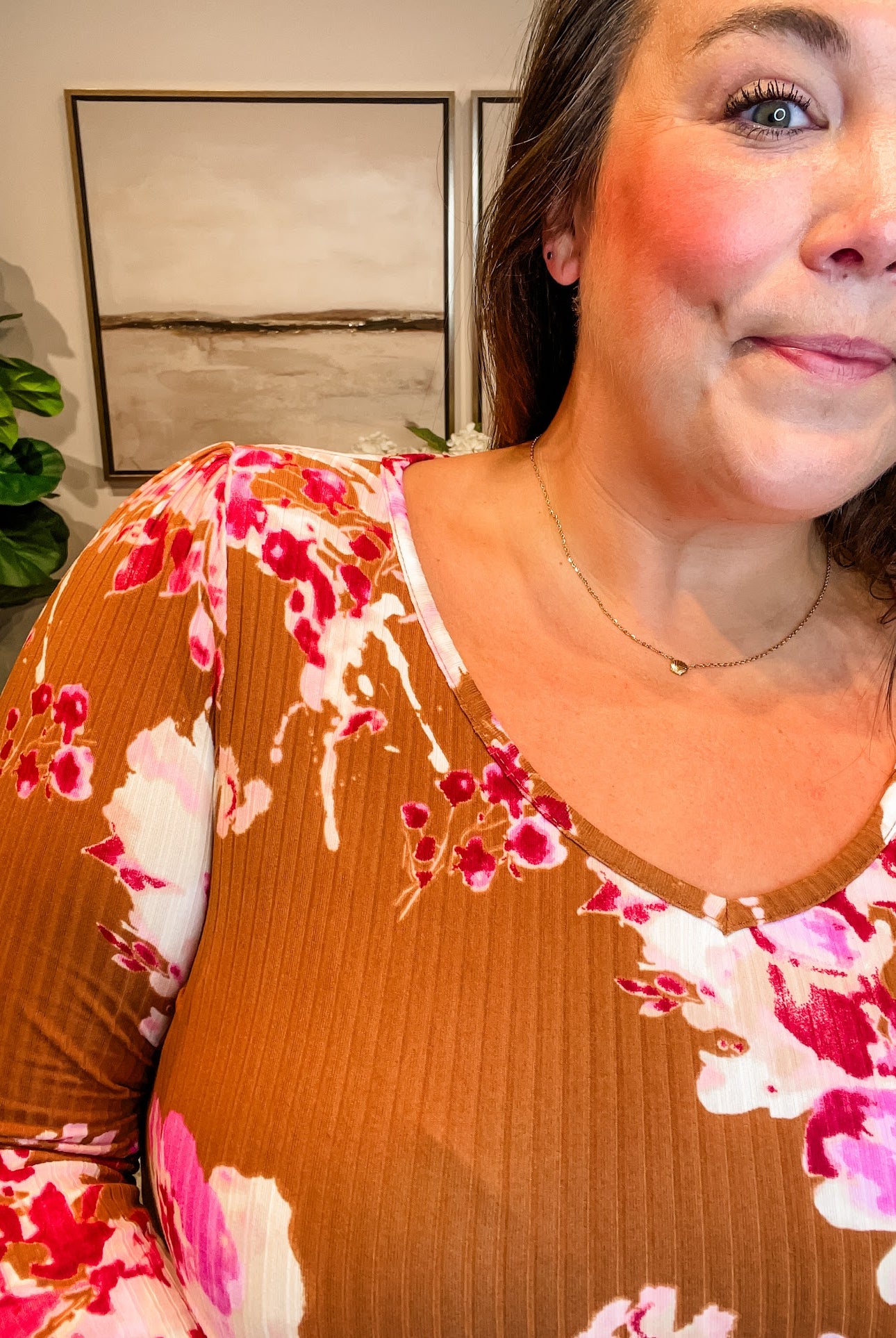 Wildflower Whisper V-Neck Ribbed Top (S-L)-110 Long Sleeve-Staccato-Hello Friends Boutique-Woman's Fashion Boutique Located in Traverse City, MI