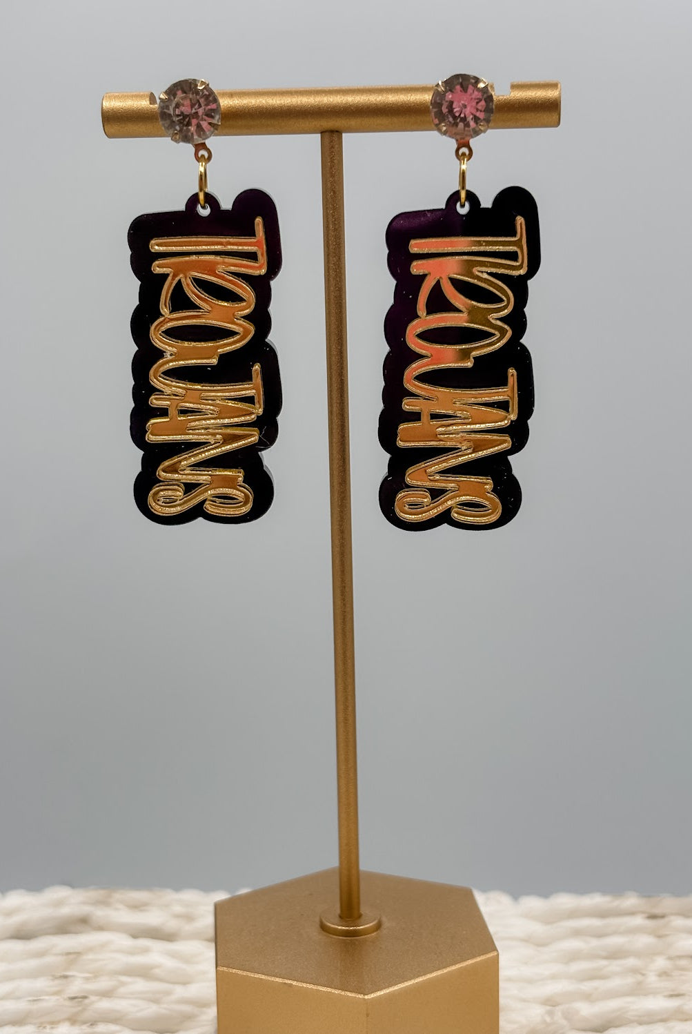 Trojans Double Play Game Day Earrings-240 Jewelry-TLD Designs-Hello Friends Boutique-Woman's Fashion Boutique Located in Traverse City, MI