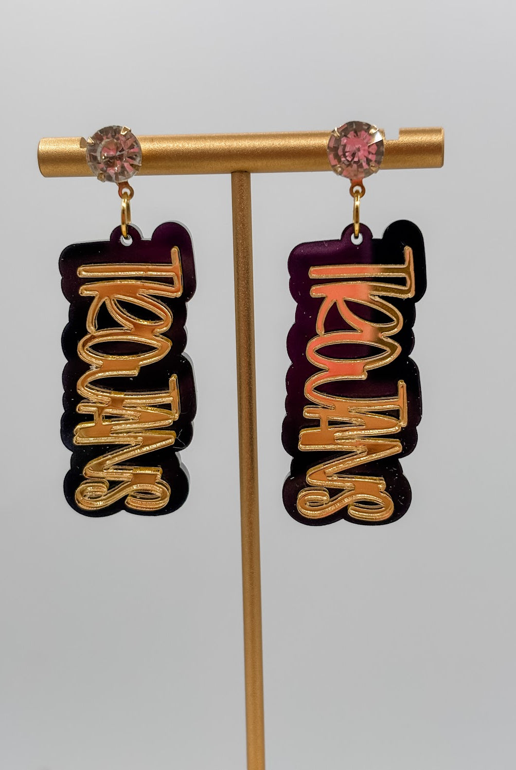 Trojans Double Play Game Day Earrings-240 Jewelry-TLD Designs-Hello Friends Boutique-Woman's Fashion Boutique Located in Traverse City, MI