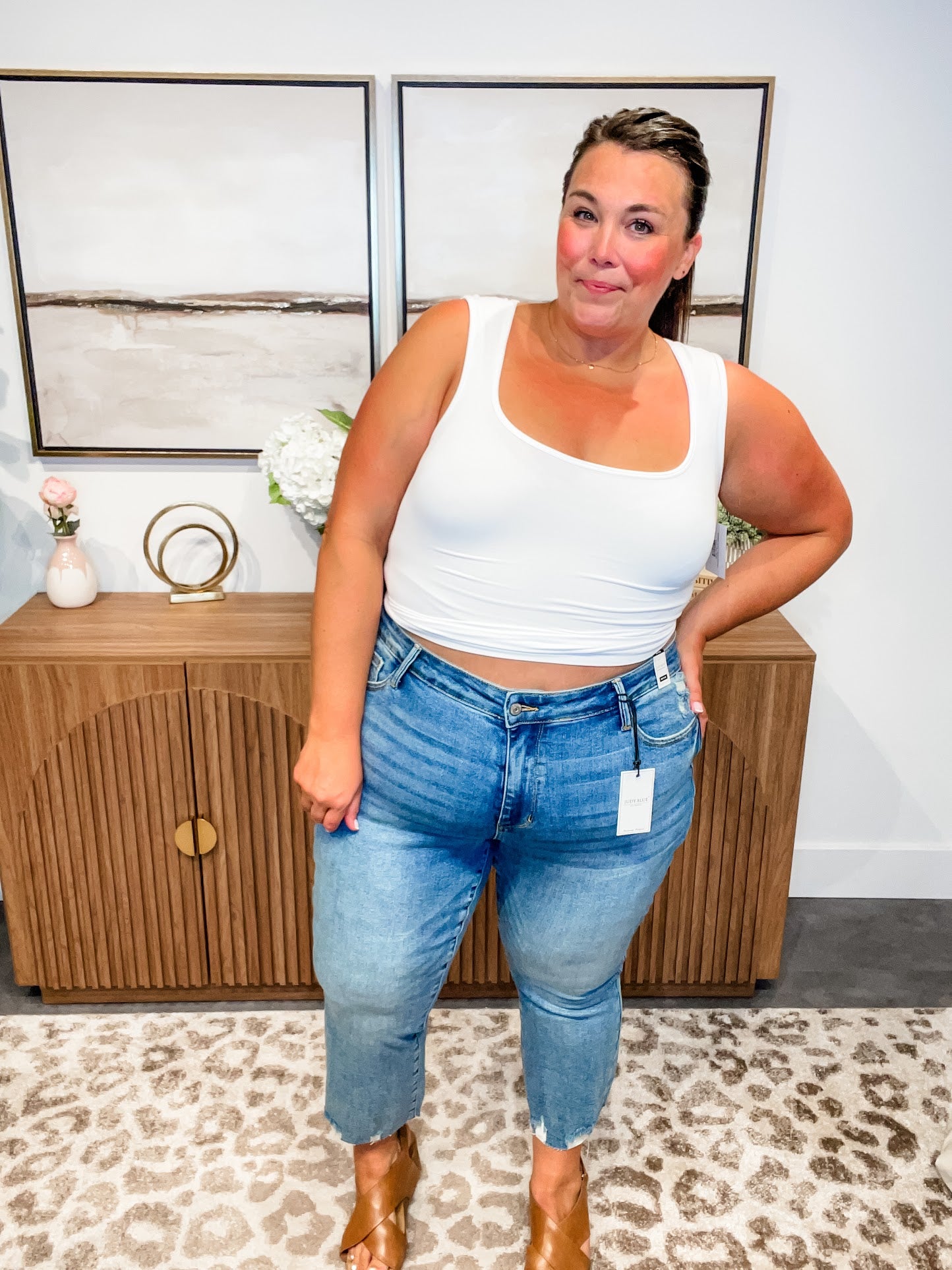 Mid Rise Destroy Hem Kick Flare Jeans (0-24W)-200 Denim-Judy Blue-Hello Friends Boutique-Woman's Fashion Boutique Located in Traverse City, MI