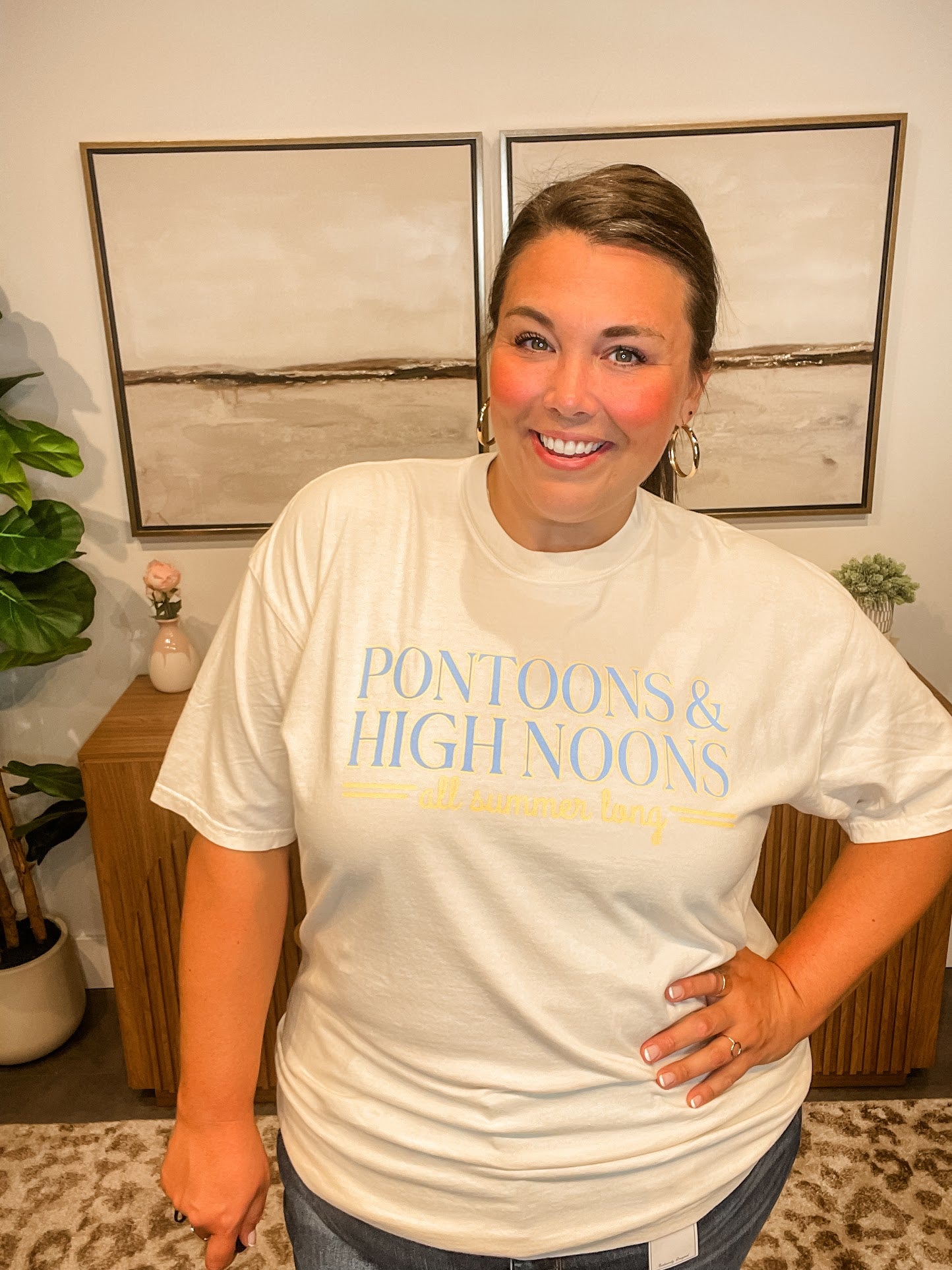 Pontoons & High Noons Tee (S-2XL)-130 Graphic Tees-Poppy & Pine-Hello Friends Boutique-Woman's Fashion Boutique Located in Traverse City, MI