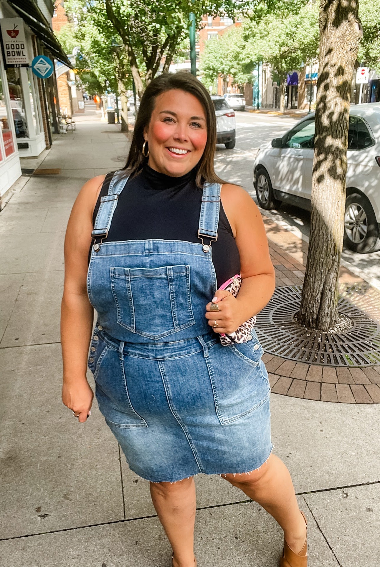 Whiskey Glasses Overall Skirt (S-3XL)-200 Denim-Judy Blue-Hello Friends Boutique-Woman's Fashion Boutique Located in Traverse City, MI