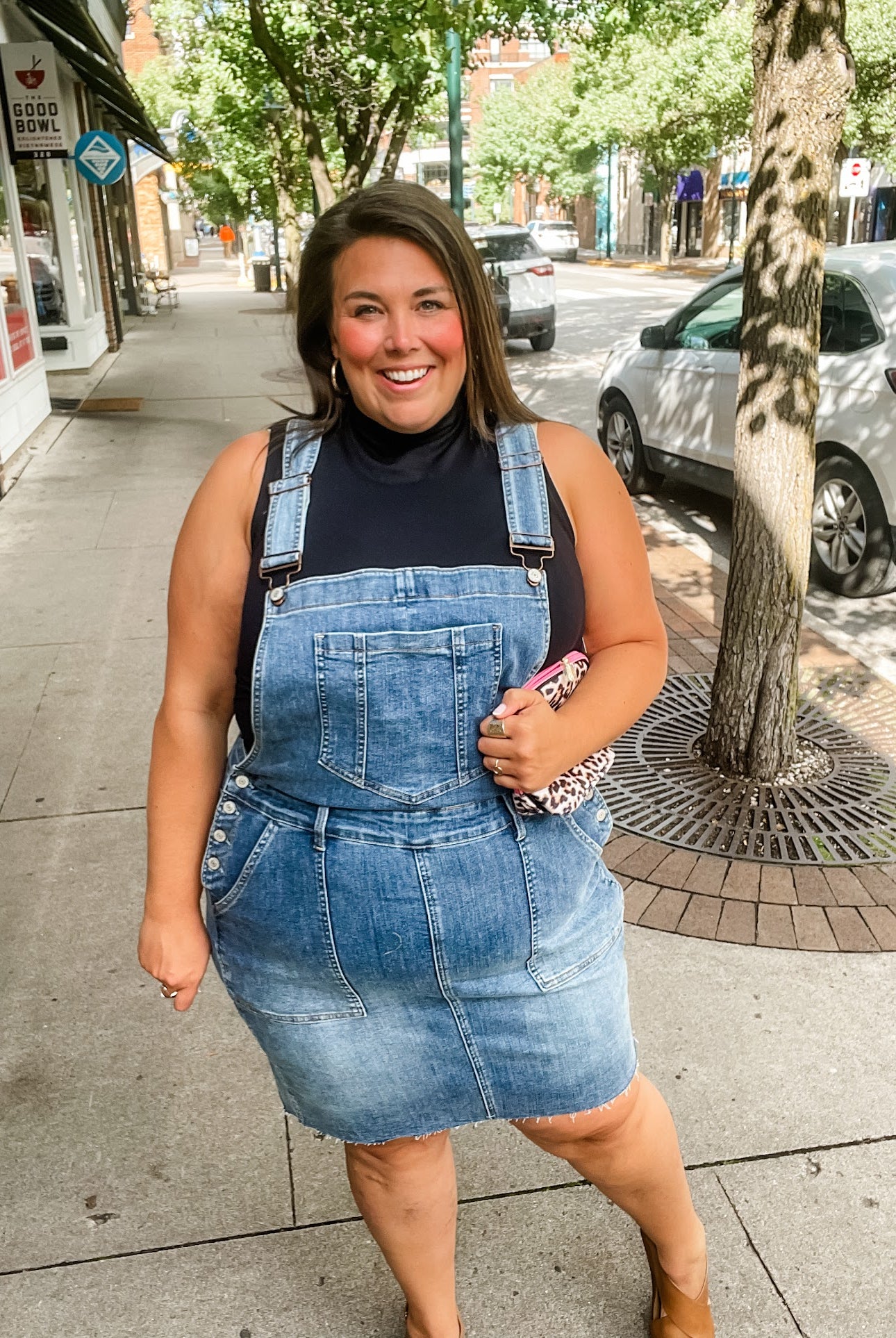 Whiskey Glasses Overall Skirt (S-3XL)-200 Denim-Judy Blue-Hello Friends Boutique-Woman's Fashion Boutique Located in Traverse City, MI