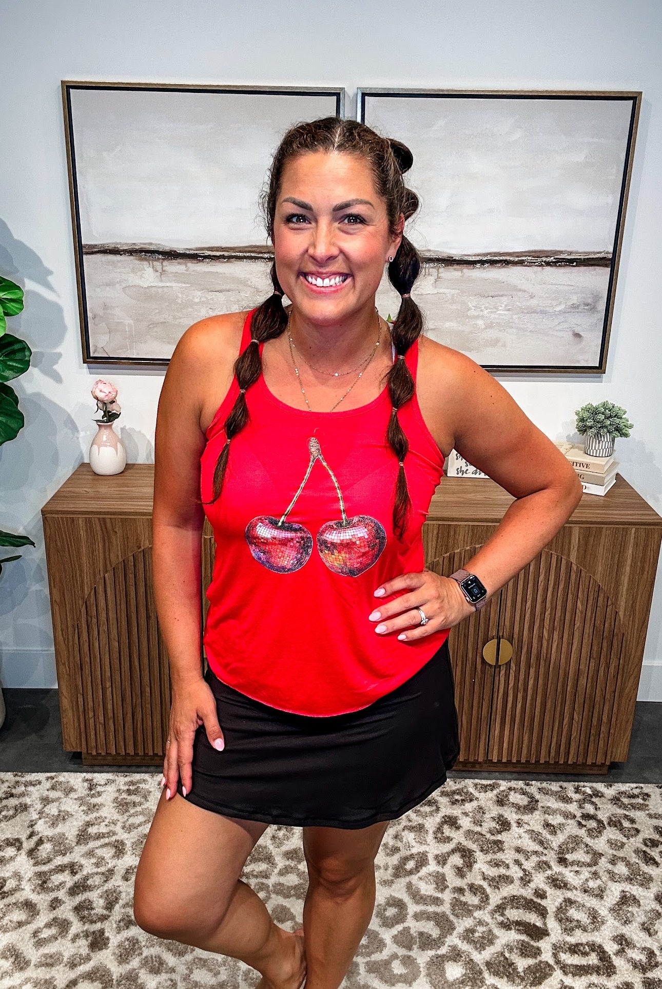 Hello Cherry Babe Racerback Tank (S-2XL)-120 Sleeveless-SSACTIVE-Hello Friends Boutique-Woman's Fashion Boutique Located in Traverse City, MI