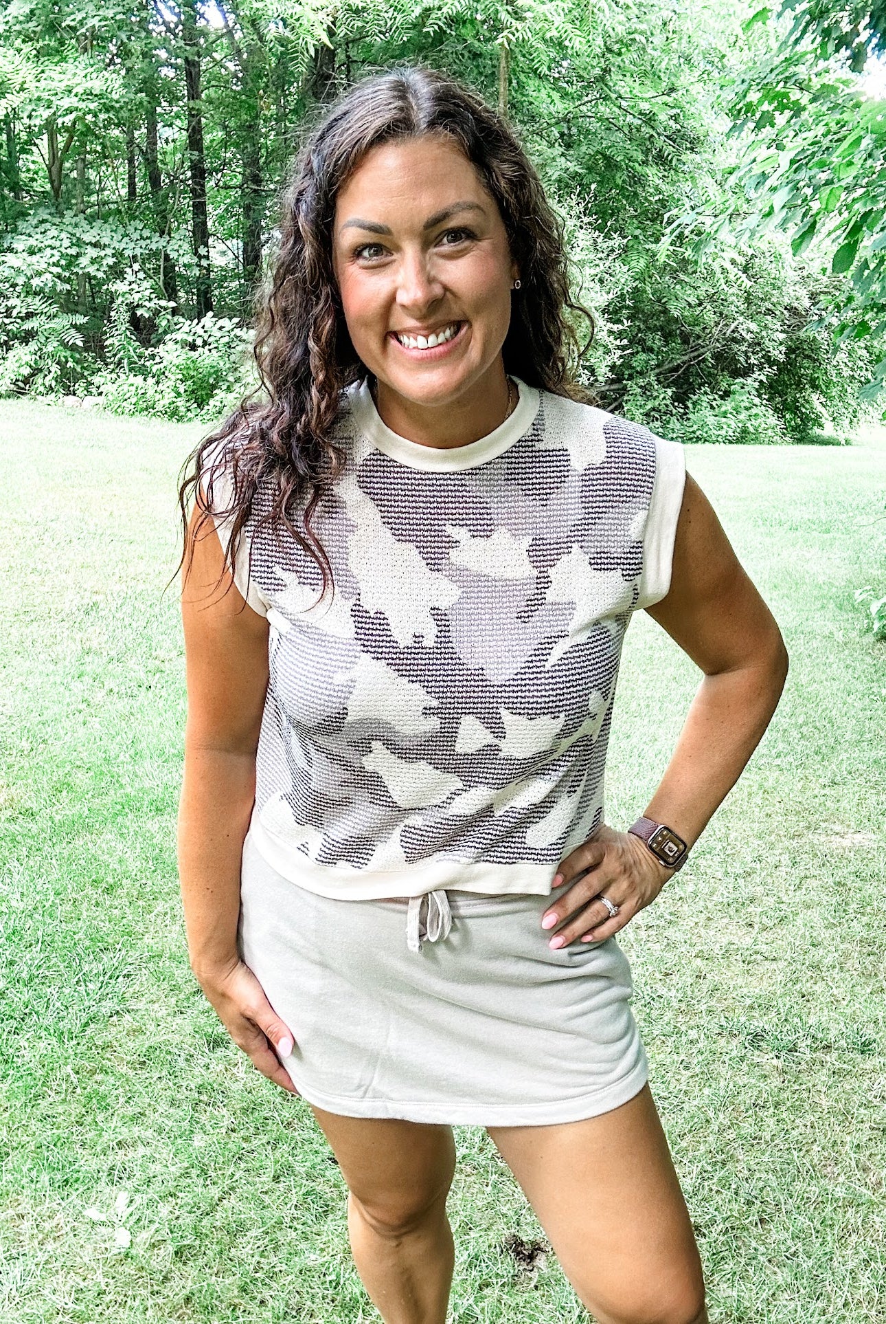 Camo Contrast French Terry Top (S-3XL)-120 Sleeveless-KORI-Hello Friends Boutique-Woman's Fashion Boutique Located in Traverse City, MI