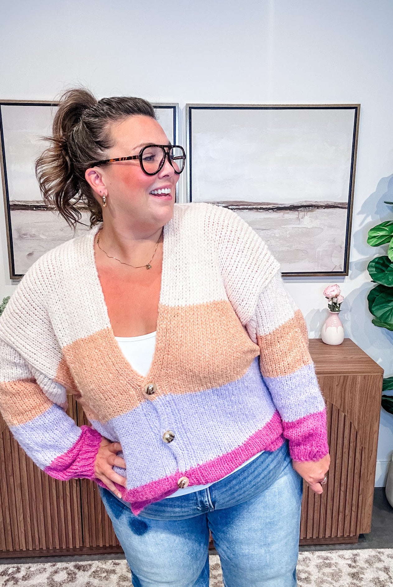Magenta Mornings Knit Cardigan (S-L)-160 Cardigans/Kimonos-Easel-Hello Friends Boutique-Woman's Fashion Boutique Located in Traverse City, MI