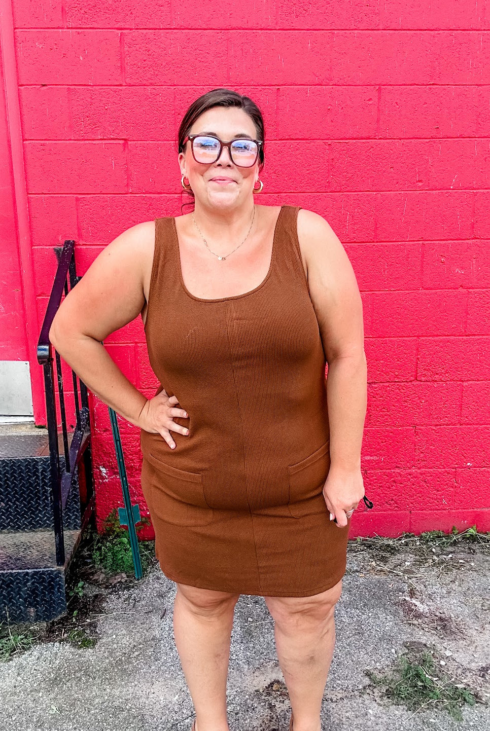 Rory Ribbed Jumper Dress in Chocolate (S-3XL)-180 Dresses-Jess Lea Wholesale-Hello Friends Boutique-Woman's Fashion Boutique Located in Traverse City, MI