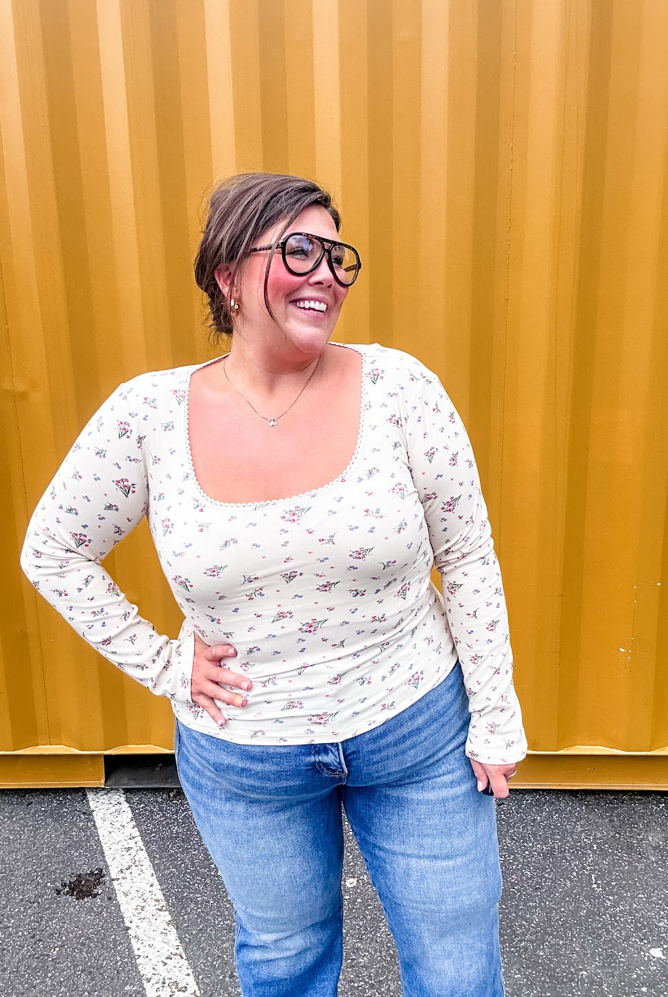 She's All I Wanna Be Top (S-3XL)-110 Long Sleeve-White Birch-Hello Friends Boutique-Woman's Fashion Boutique Located in Traverse City, MI