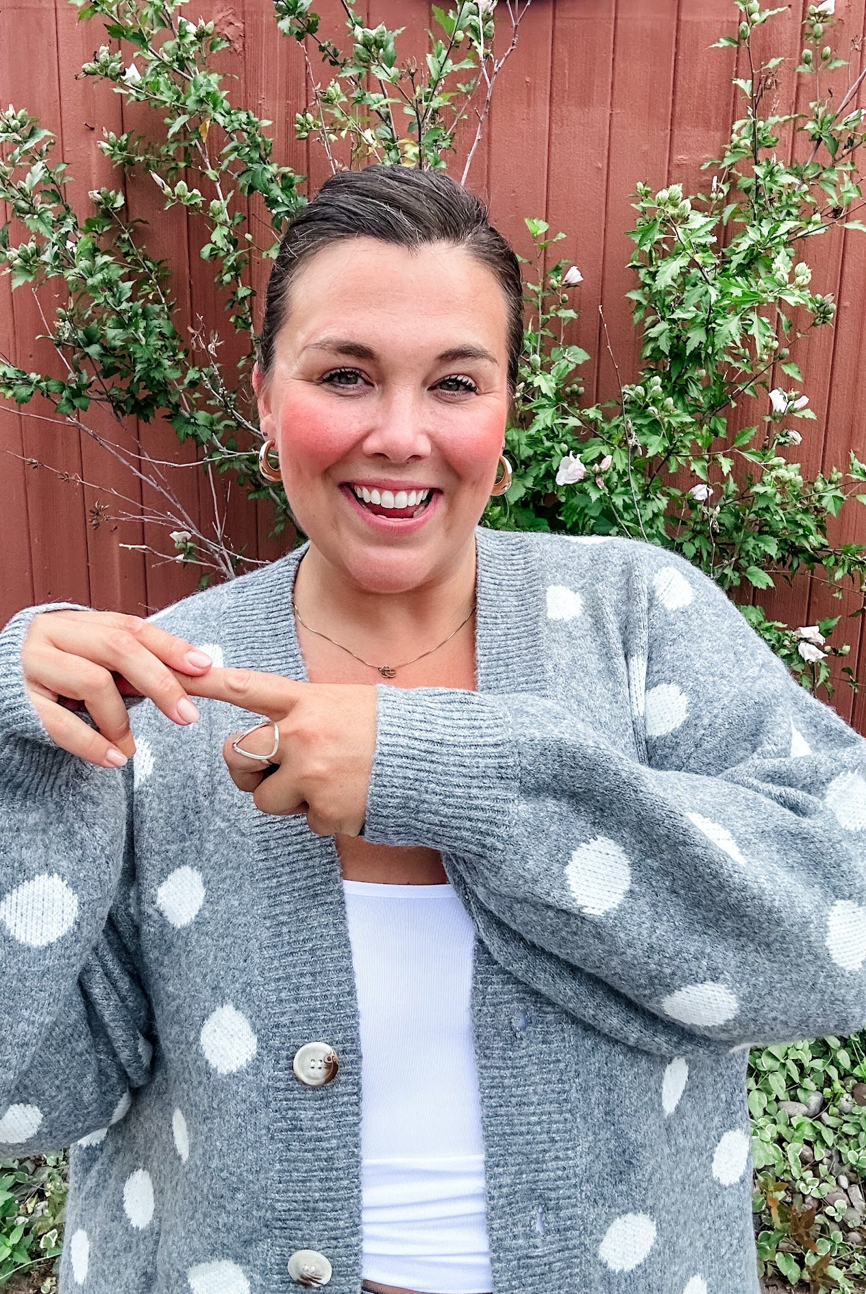 Retro Dot Statement Sweater in Charcoal (S-XL)-140 Sweaters-Staccato-Hello Friends Boutique-Woman's Fashion Boutique Located in Traverse City, MI