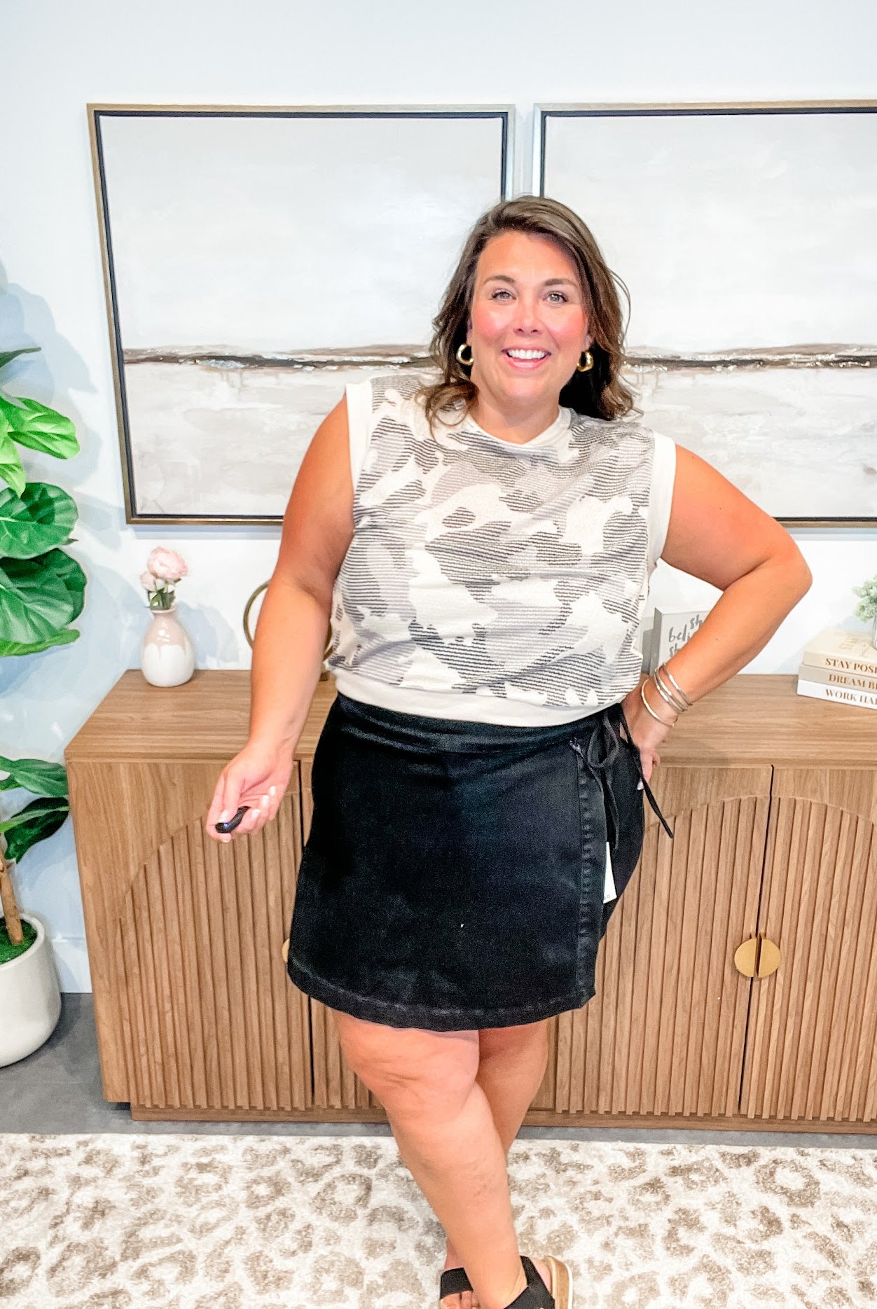 Camo Contrast French Terry Top (S-3XL)-120 Sleeveless-KORI-Hello Friends Boutique-Woman's Fashion Boutique Located in Traverse City, MI