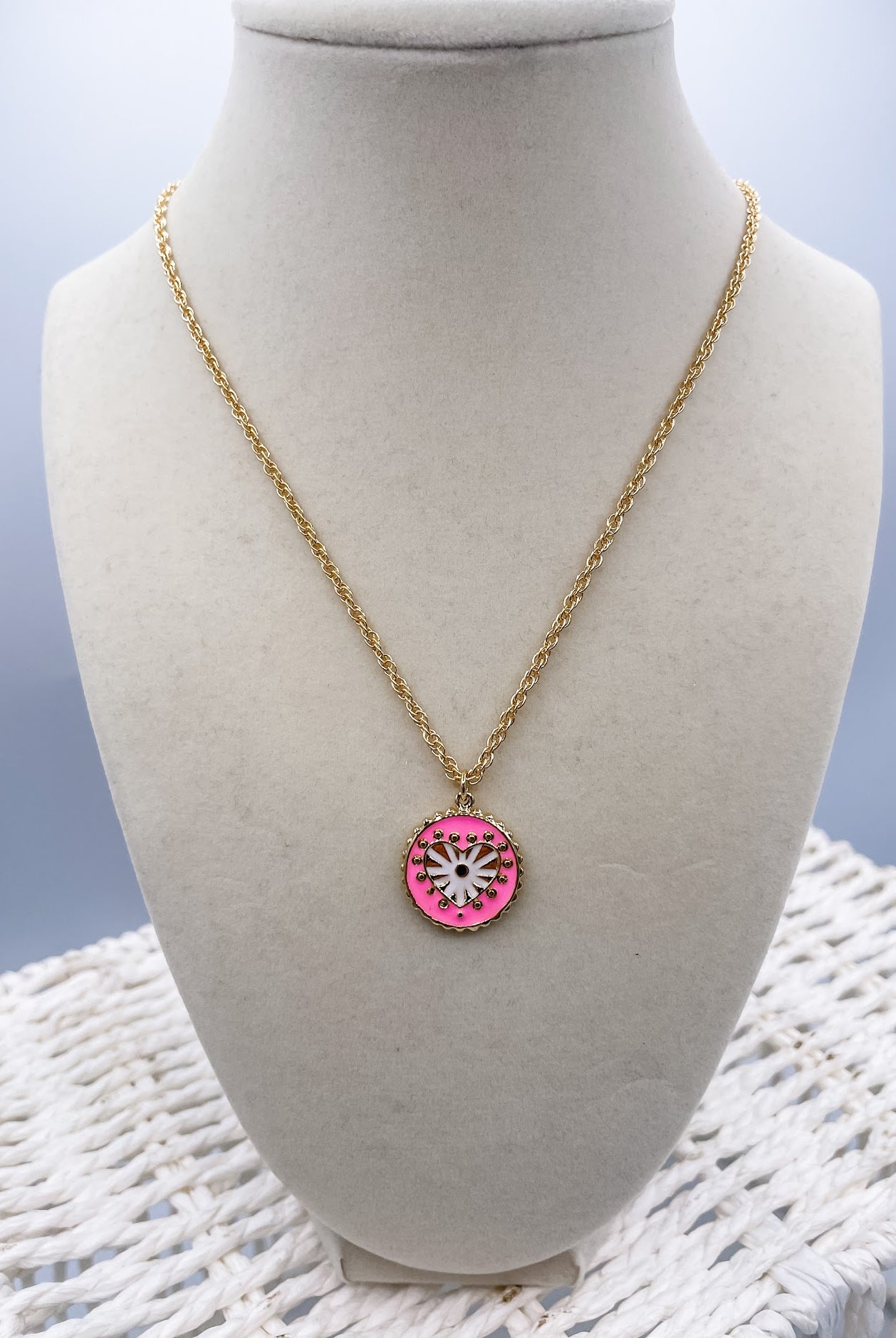 Reversible Enamel Heart Necklace-240 Jewelry-omgblings-Hello Friends Boutique-Woman's Fashion Boutique Located in Traverse City, MI